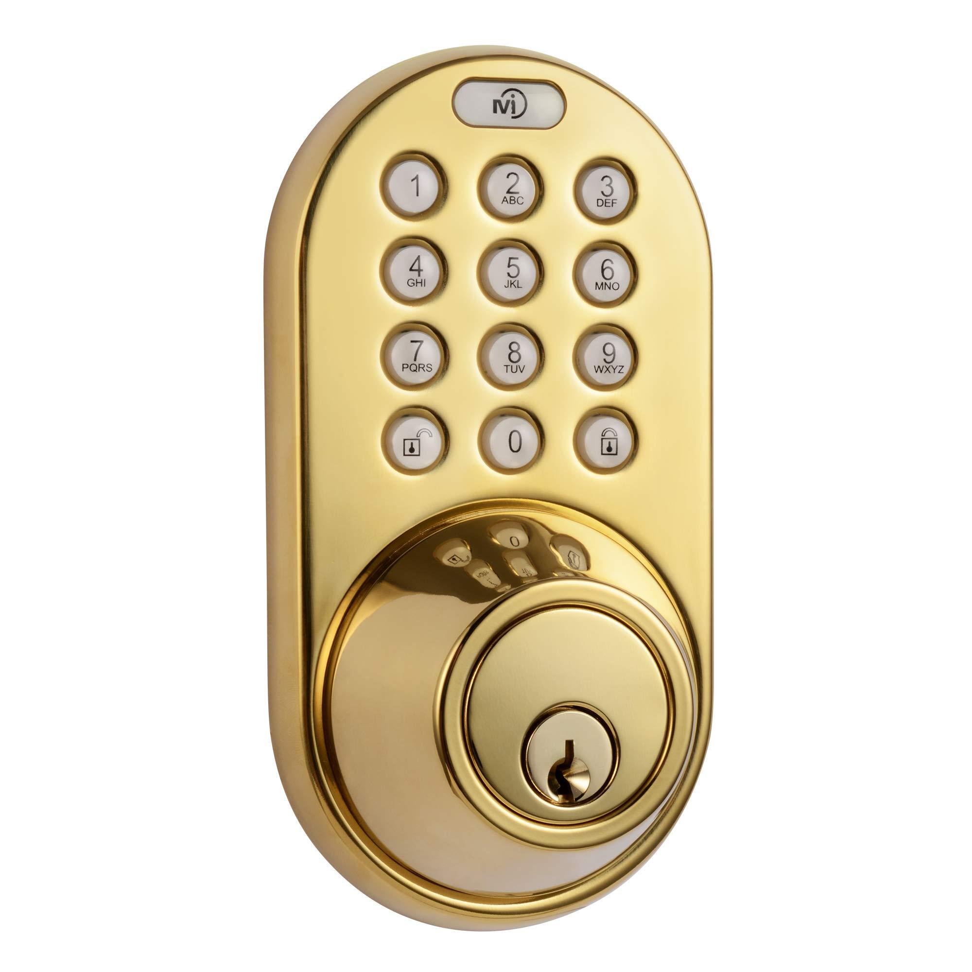 MiLocks MiLocks TF-02P Digital Deadbolt Door Lock with Electronic Keypad for Exterior Doors, Polished Brass