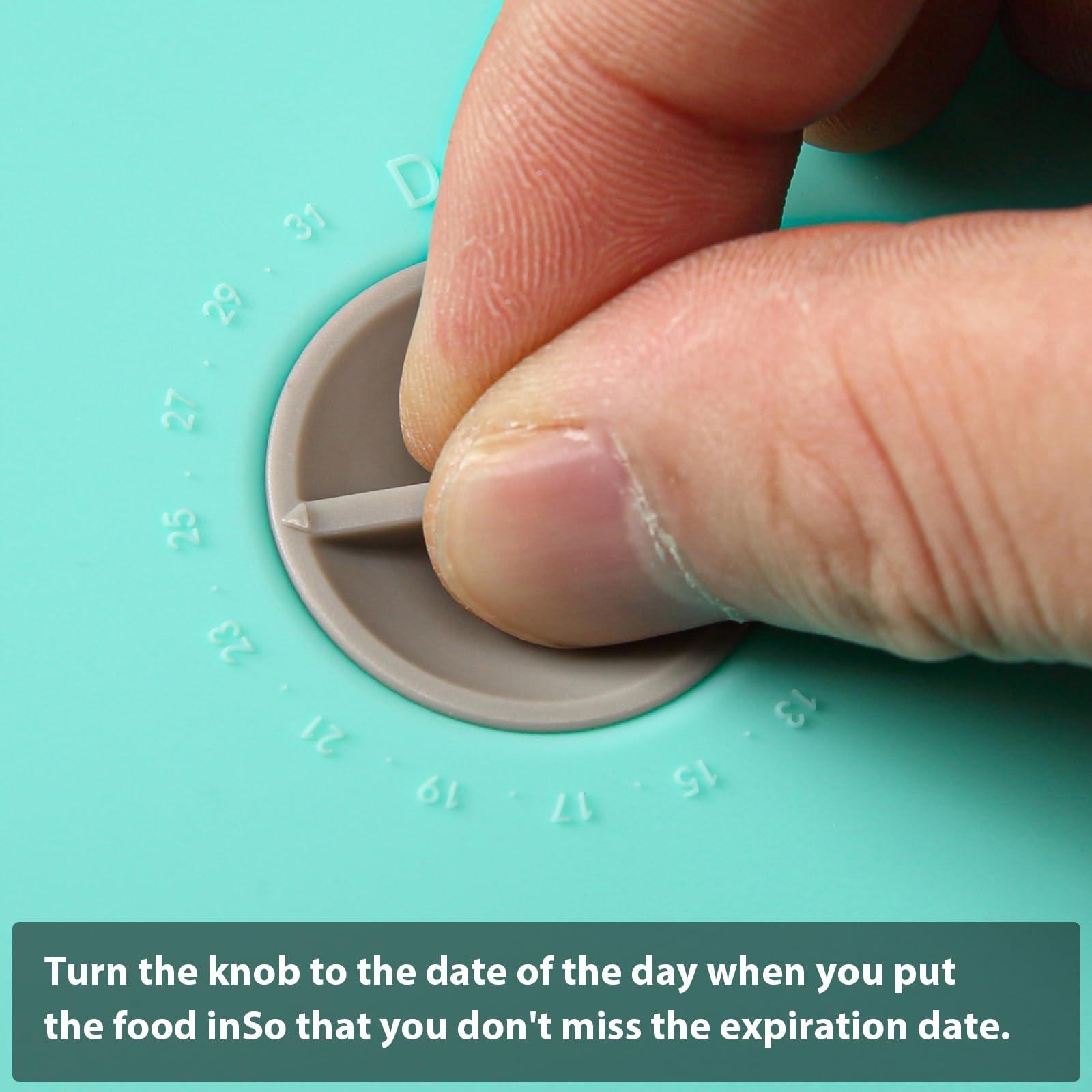 EuChoiz Replacement Lids for Pyrex 7201-PC 4 Cup, Silicone Round Storage Cover Lid for Anchor Hocking Glass Bowl 2 Pack with Date Mark Turquoise