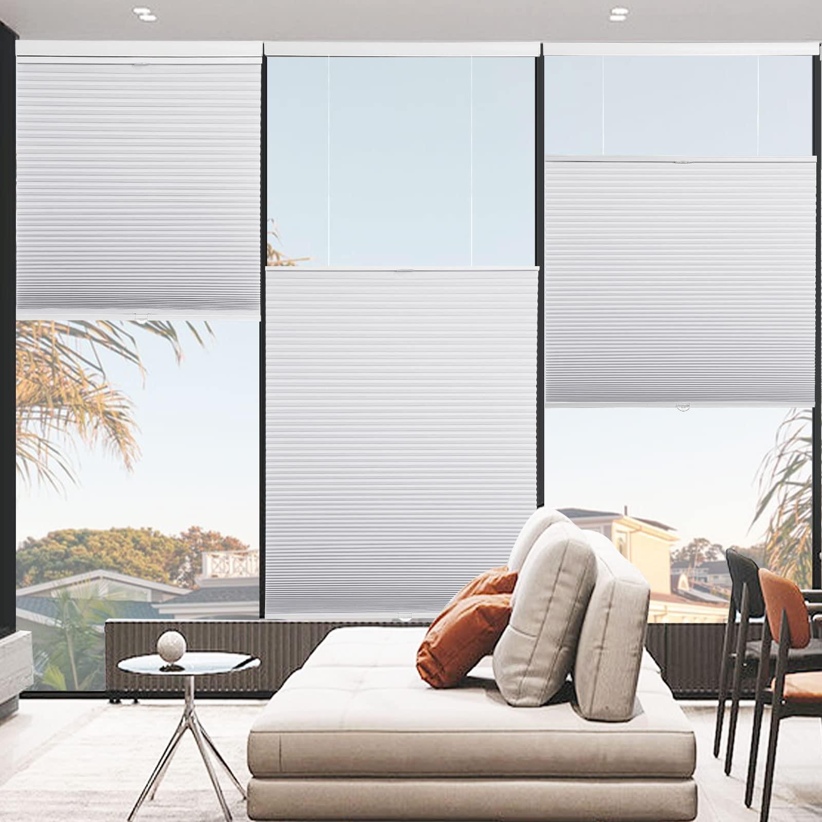 MYshade MYshade Top Down Bottom Up Cordless Cellular Shades Blackout Blinds for Indoor Windows - Room Darkening Window Blinds & Shades - Easy to Install - 39" W x 72" H (White)