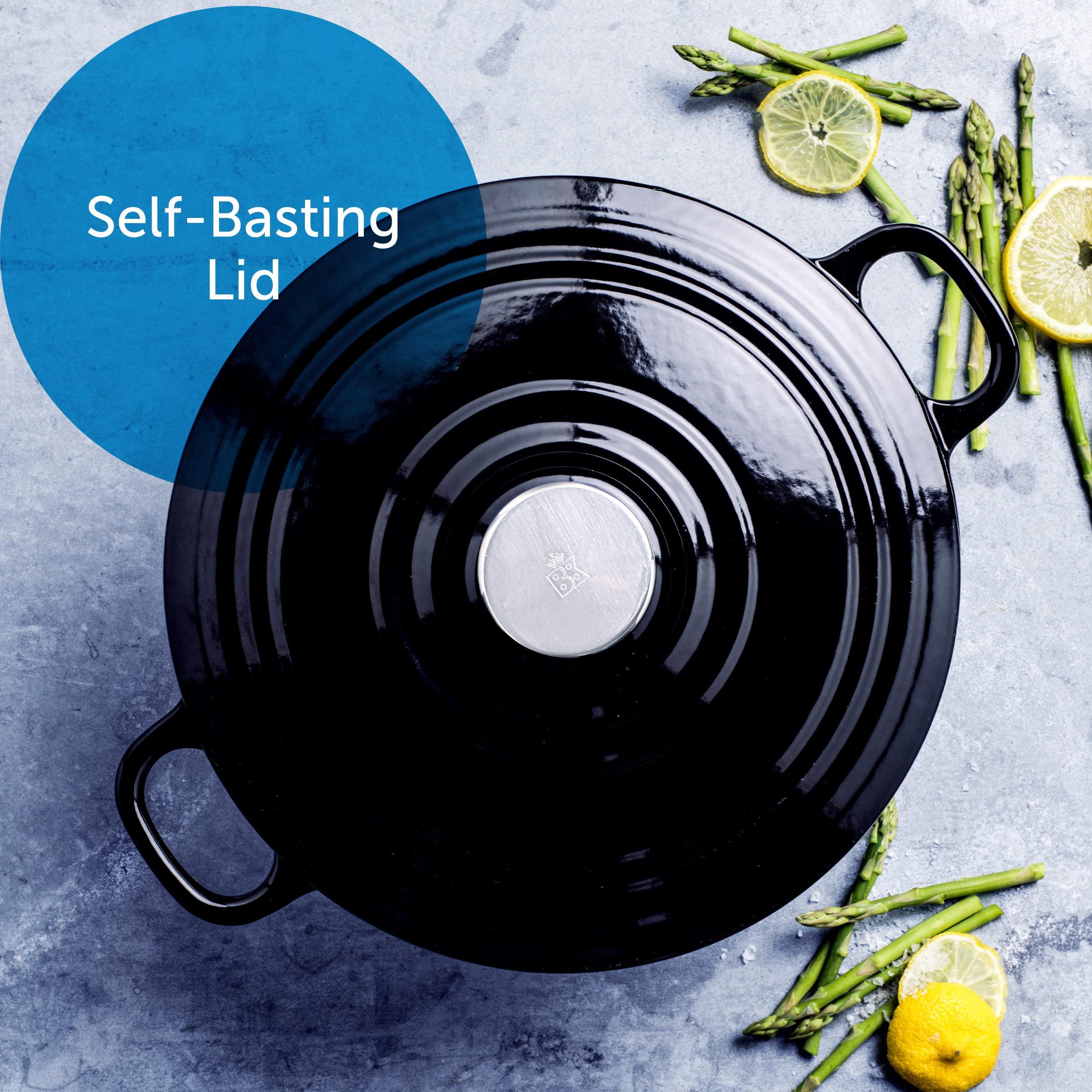 BK BK Bourgogne Enameled Cast Iron Induction 4.4QT Nonstick Dutch Oven, PFAS Free, Dishwasher Safe, Jet Black