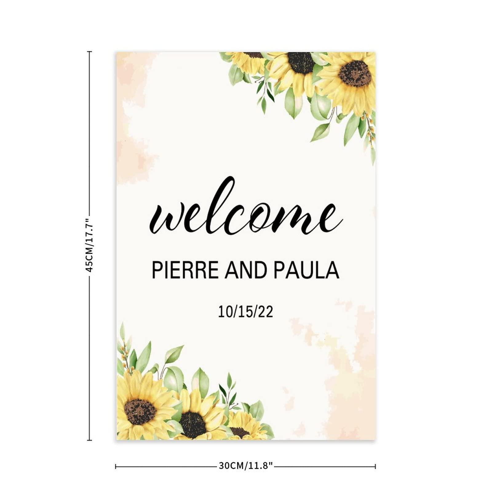 Autravelco Welcome to Our Wedding Welcome Sign Rustic Wood Plank Sign Rose Theme Wedding Rehearsal Sign Personalized Wedding Wood Guestbook for Wedding Reception Ceremony Engagement Party Decorations 12x18