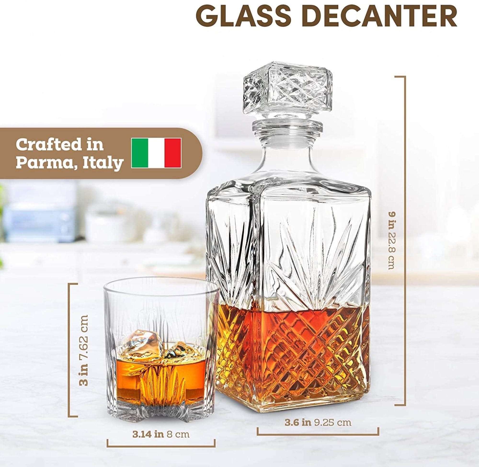 Bormioli Rocco Bormioli Rocco Selecta Collection Whiskey Decanter – Sophisticated 33.75oz Diamond Decanter With Starburst Detailing – For Whiskey, Bourbon, Scotch & Liquor