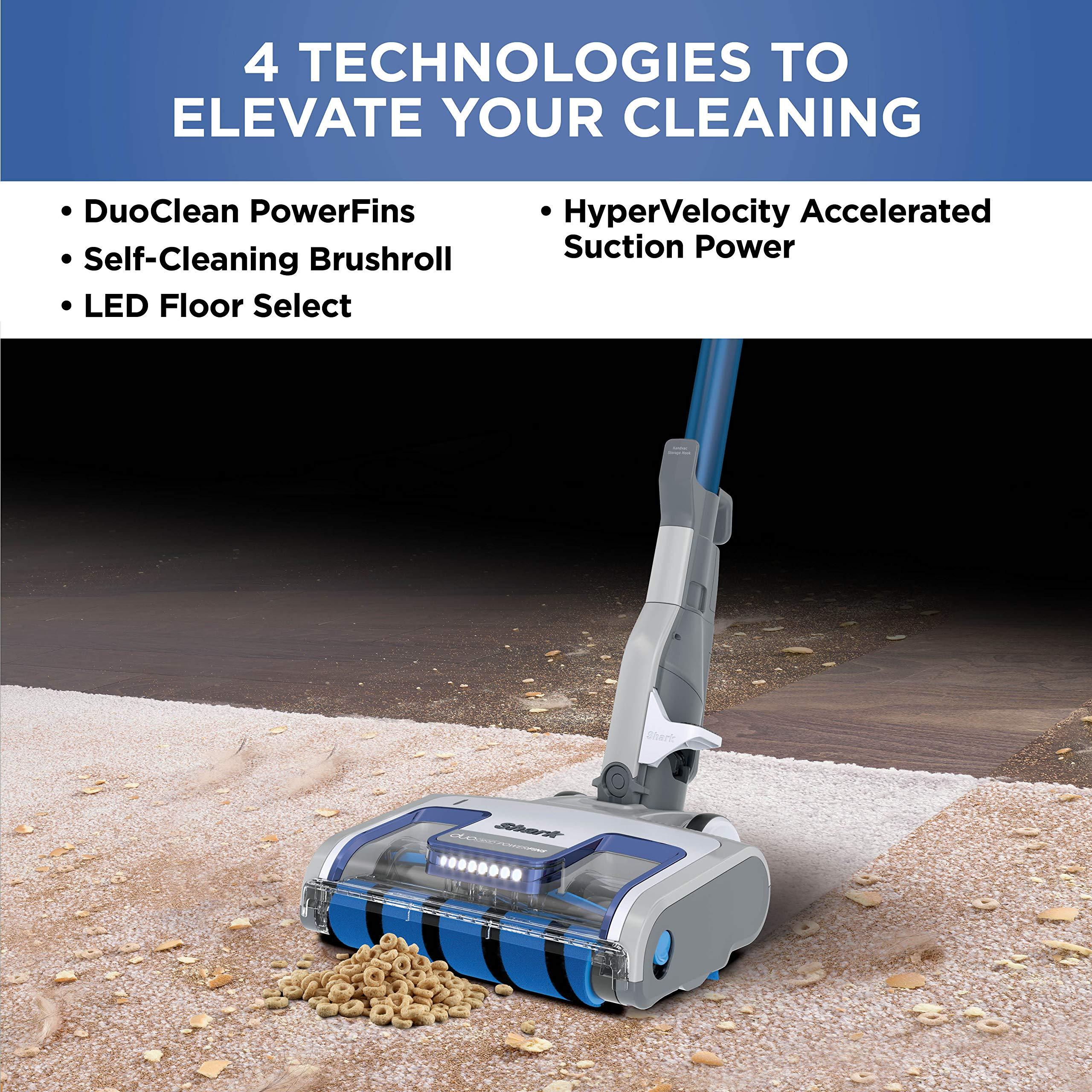 Shark Shark HZ2002 Vertex Ultralight Corded Stick DuoClean PowerFins & Self-Cleaning Brushroll, Perfect for Pets, Removable Hand Vacuum, Upholstery Tool, Dusting & Power Brushes, Cobalt Blue