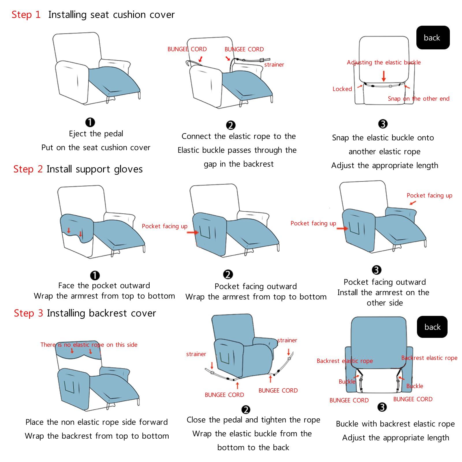 CACXKEP CACXKEP Chair Slipcover Lazy Boy Recliner Covers Recliner Sofa Covers Chair Cover for Recliner Fitted Couch Furniture Protector,C,3 Seater