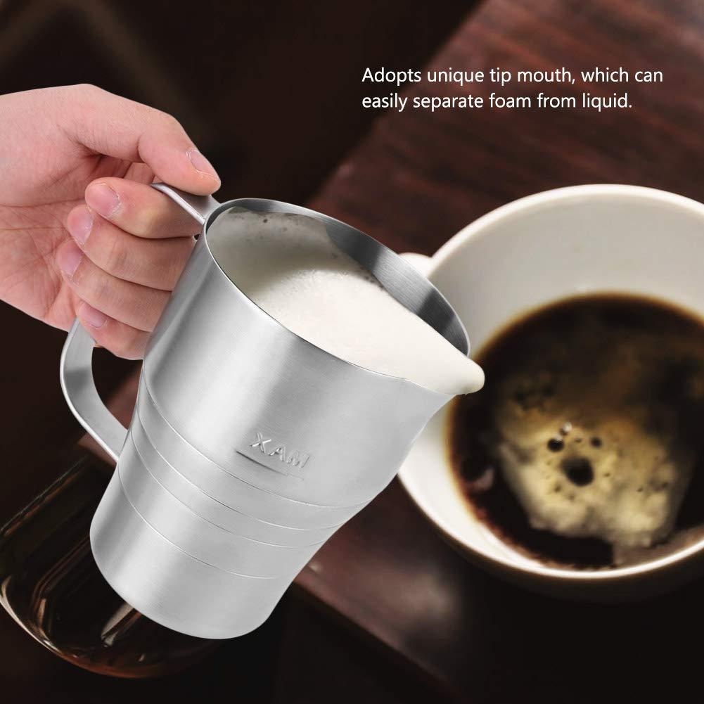 Gsycle Milk Frothing Pitcher, Stainless Steel Milk Frother Cup 900ml Milk Container Milk Steamer Cup Milk Container with Scale for Latte Art