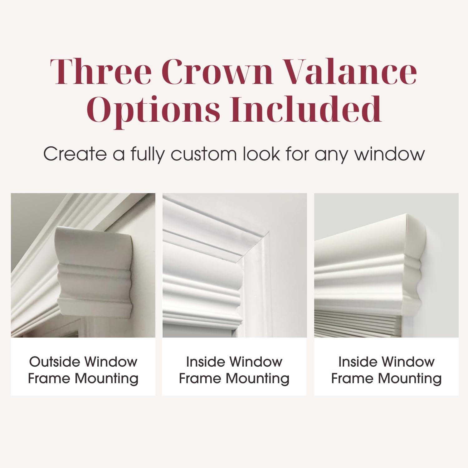 Arlo Blinds ARLO BLINDS Faux Wood Blinds with Crown Valance - 52" Width x 84" Height, White, Cordless Window Blinds & Shades - Blinds for Indoor Windows, 2" Faux Wooden Blinds for Home, Window Shades