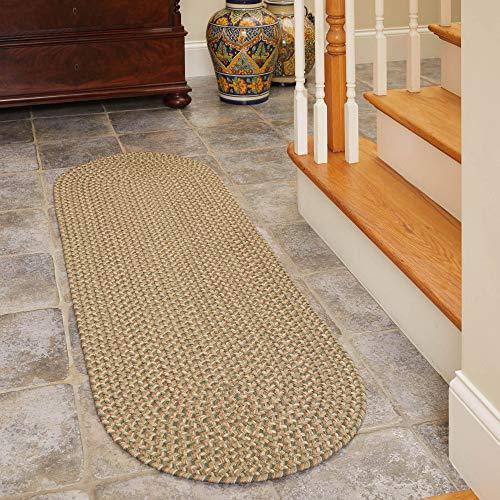 Super Area Rugs Super Area Rugs Braided Rug Sanibel Indoor/Outdoor Braided Classic American Made Carpet, Basil Tweed, 2' x 8' Oval Runner