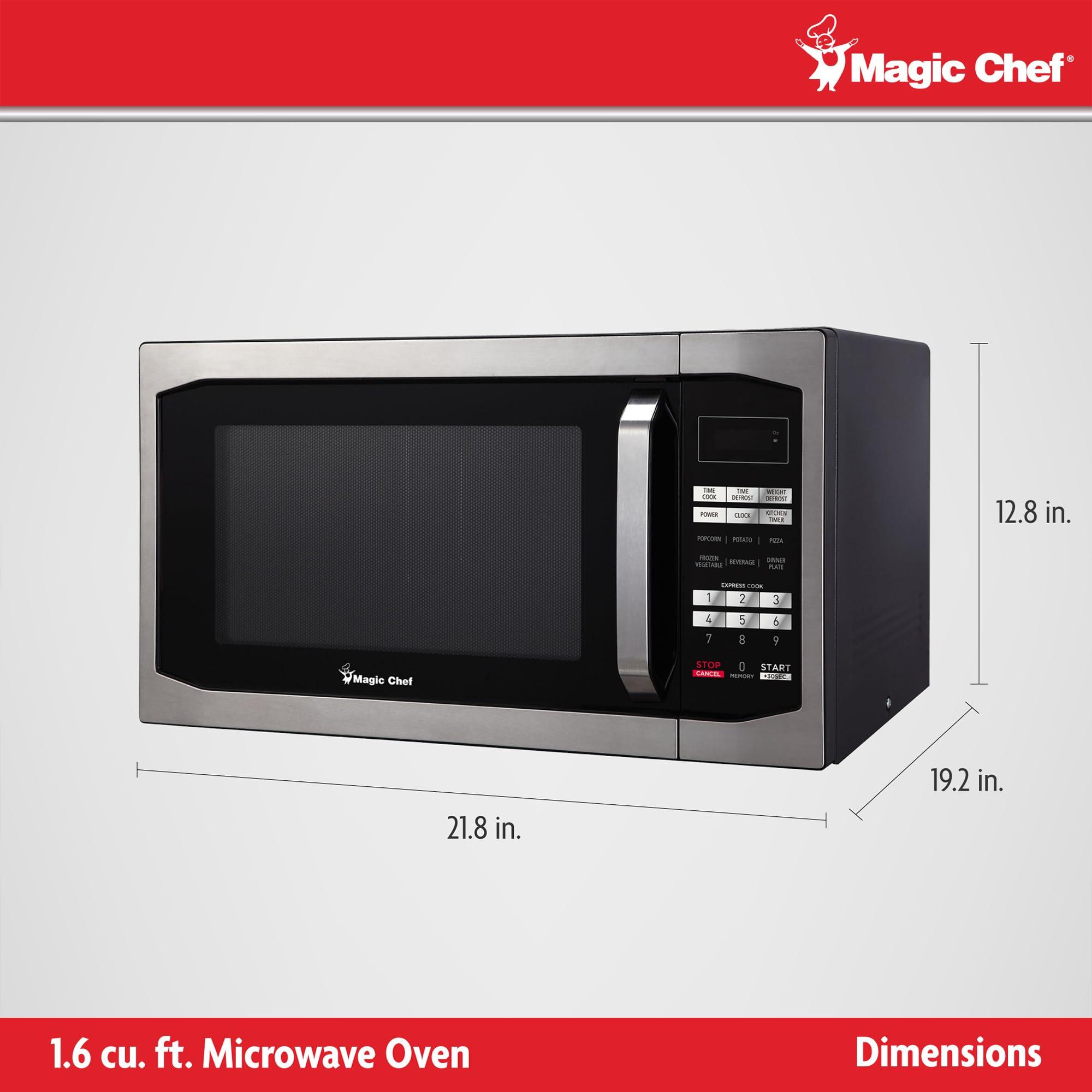 Magic Chef Magic Chef Countertop Microwave Oven, Small and Compact, 1100 Watt, 1.6 Cu Ft, Steel