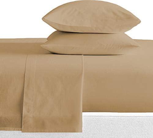 Elf Linen Elf Linen Luxurious 1500 Thread Count Italian Finish 100% Egyptian Cotton 4-Piece Bed Sheet Set, Queen, Taupe Solid Pattern (Fits Mattress Up to 10-12\" Deep Pocket)