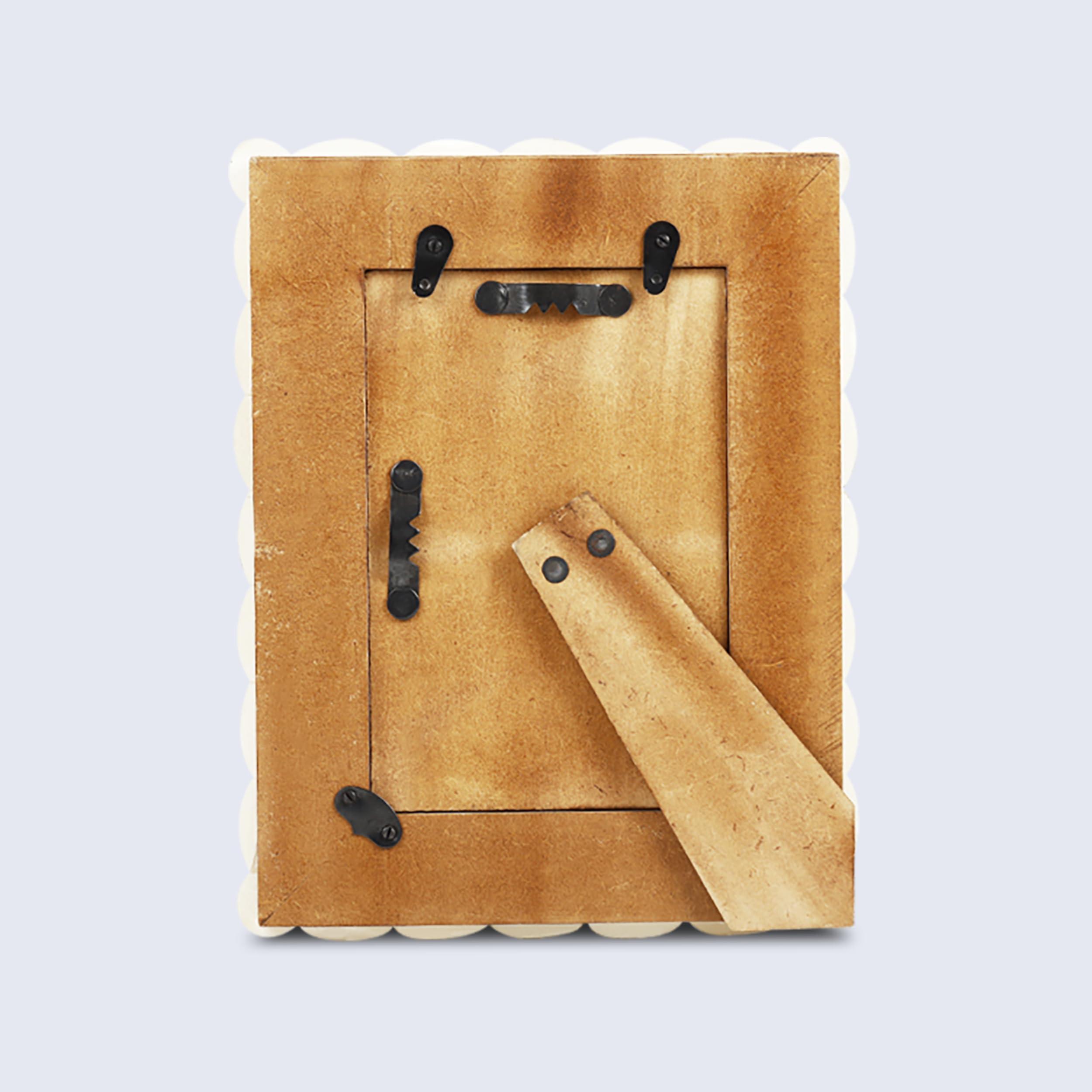 Handicrafts Home Handicrafts Home Picture Frame Scalloped Pattern Inspired Handmade Bone Inlay Gifts Photo Frame - 4x6 inch White