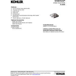 Kohler Kohler K-3335-NA 20\" Single Bowl Rounded Undermount Kitchen Sink Stainless Steel