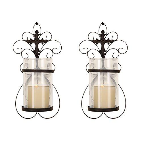 FrameArmy FrameArmy Cast Iron Vertical Wall Hanging Accents Candle Holder Sconce (Set of 2) (SD005)