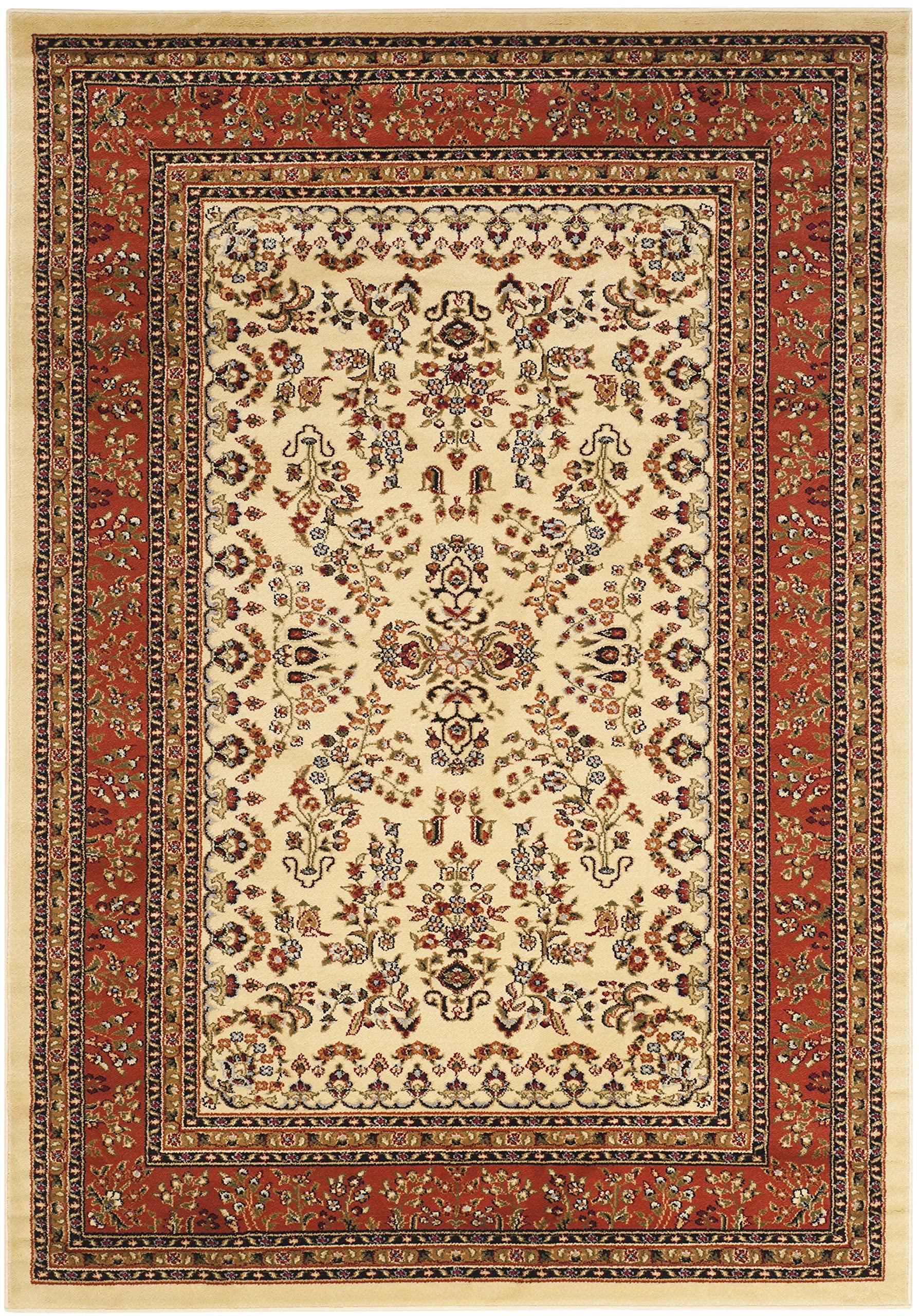 Safavieh SAFAVIEH Lyndhurst Collection Area Rug - 5'3" x 7'6", Ivory & Rust, Traditional Oriental Design, Non-Shedding & Easy Care, Ideal for High Traffic Areas in Living Room, Bedroom (LNH331R)