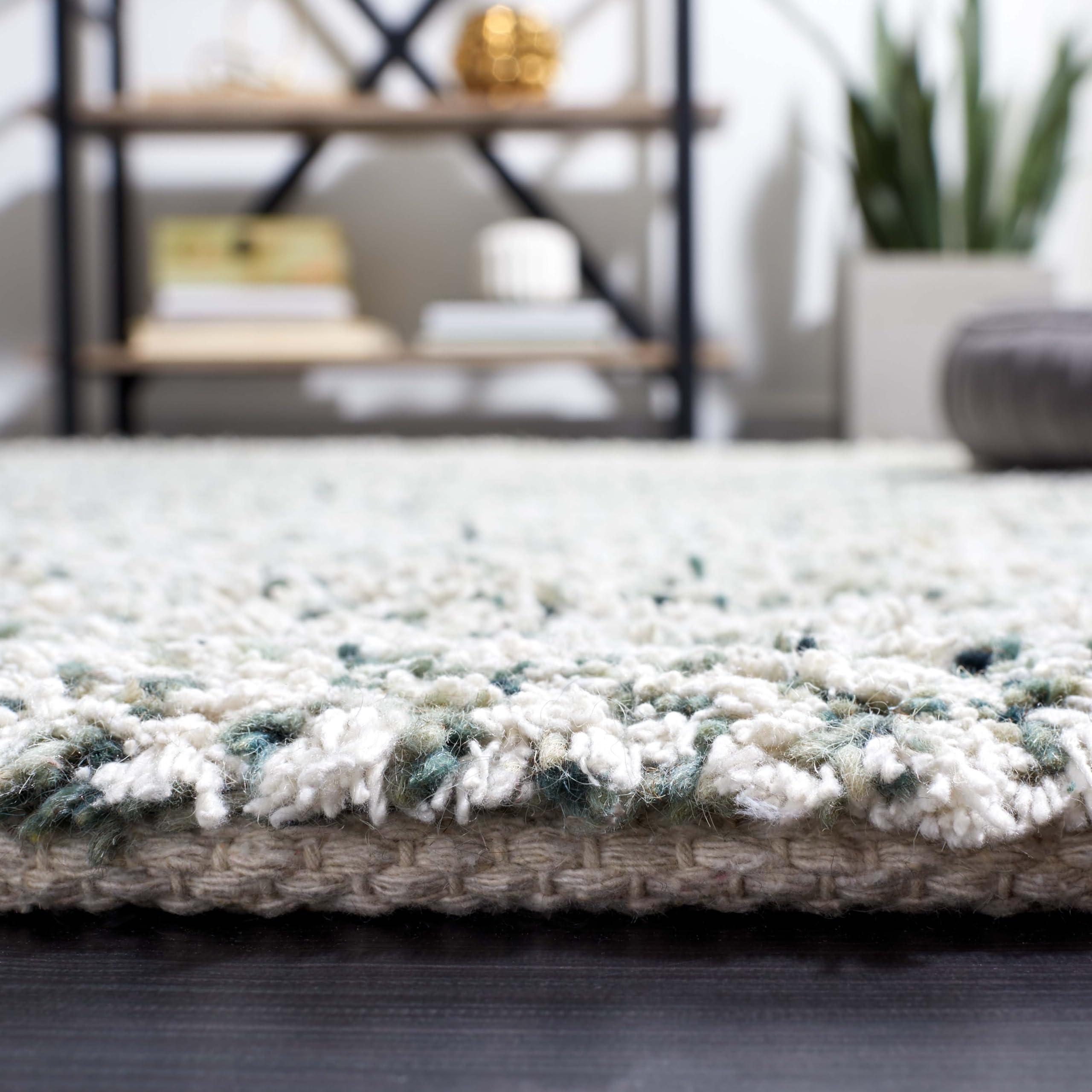 Safavieh SAFAVIEH Berber Collection Area Rug - 8' x 10', Ivory & Green, Transitional Design, Ideal for High Traffic Areas in Living Room, Bedroom & Dining Room (BRB101Y-8)