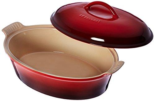 Le Creuset Le Creuset Stoneware Heritage Covered Oval Casserole, 4 qt. (14"), Cerise