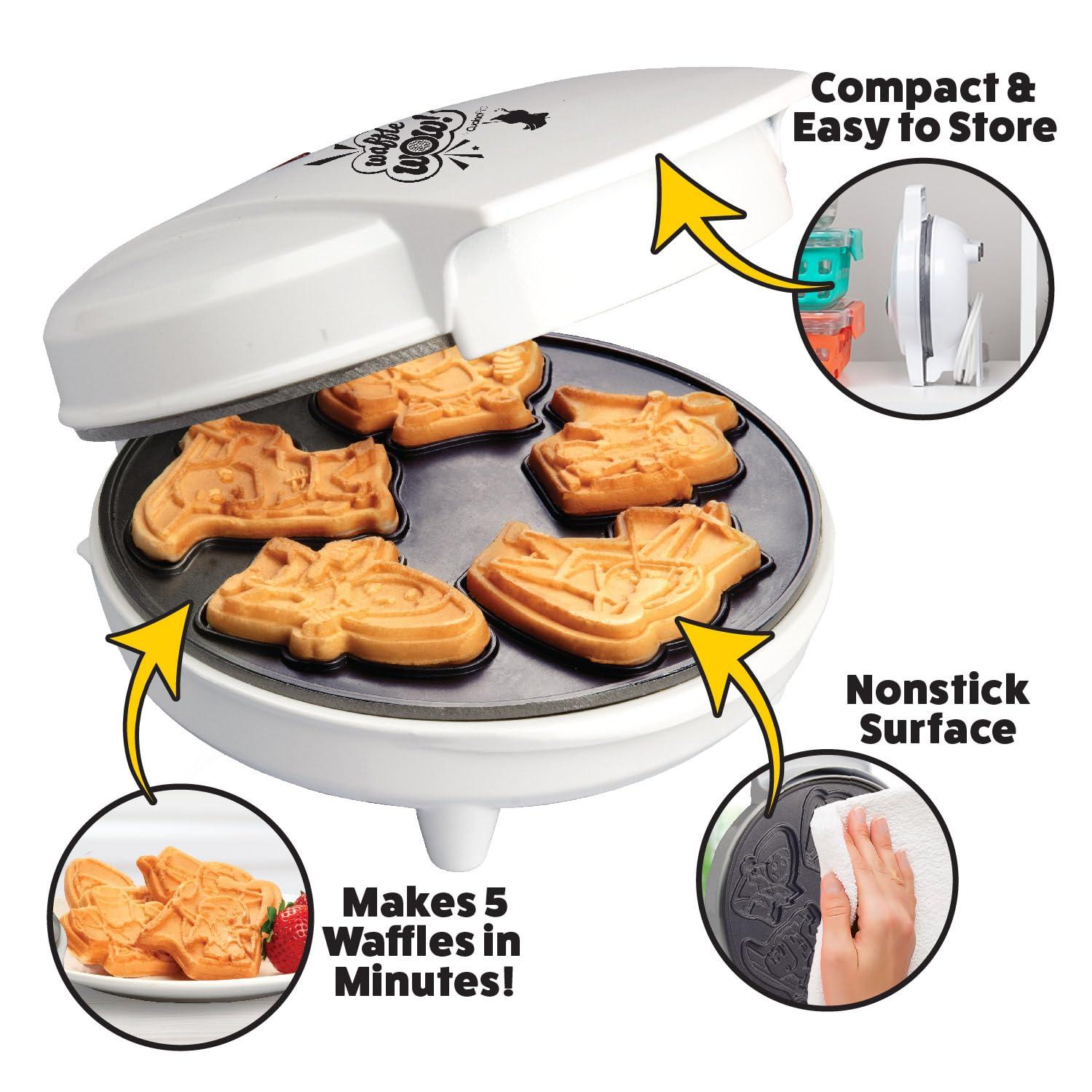 Waffle Wow! Dungeon Heroes Electric Mini Waffle Maker- Eat Wizards Fighters Clerics for Breakfast- Novelty Pancakes in Minutes, Non-Stick Fantasy Dragon Fun for Tabletop Gamers and Great Waffler Gift Idea
