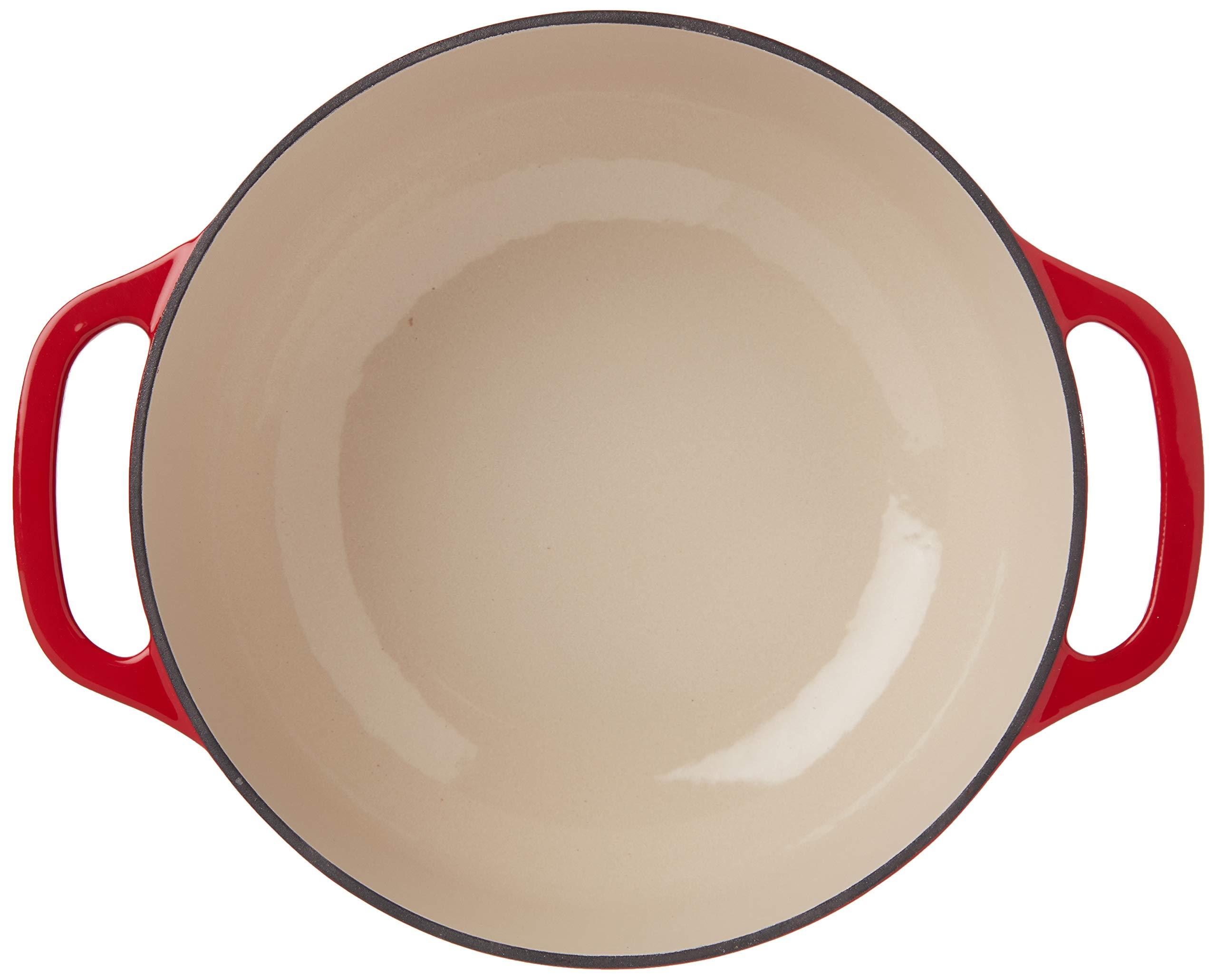 Lodge Lodge 6 Quart Enameled Cast Iron Dutch Oven with Lid Dual Handles Oven Safe up to 500 F or on Stovetop - Use to Marinate, Cook, Bake, Refrigerate and Serve Island Spice Red