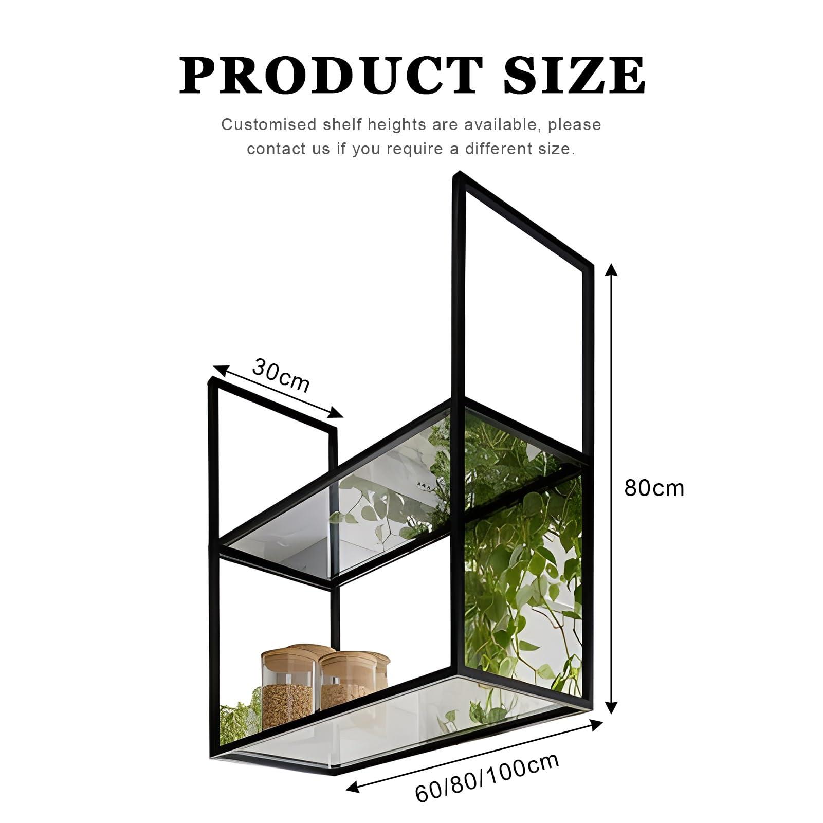 Yopappol Yopappol Ceiling Mount Shelf, 2 Tier Hanging Storage Rack, Metal & Acrylic Floating Wall Shelves Plant Stand Pot Pan Organizer for Restaurant Kitchen Flower Shop (Size : 60x30x80cm)