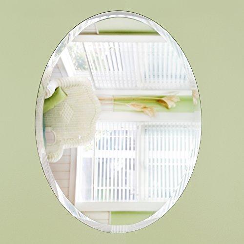 Fab Glass and Mirror Fab Glass and Mirror Beveled Polished Frameless Wall Mirror with Hooks, 24" x 48", Silver