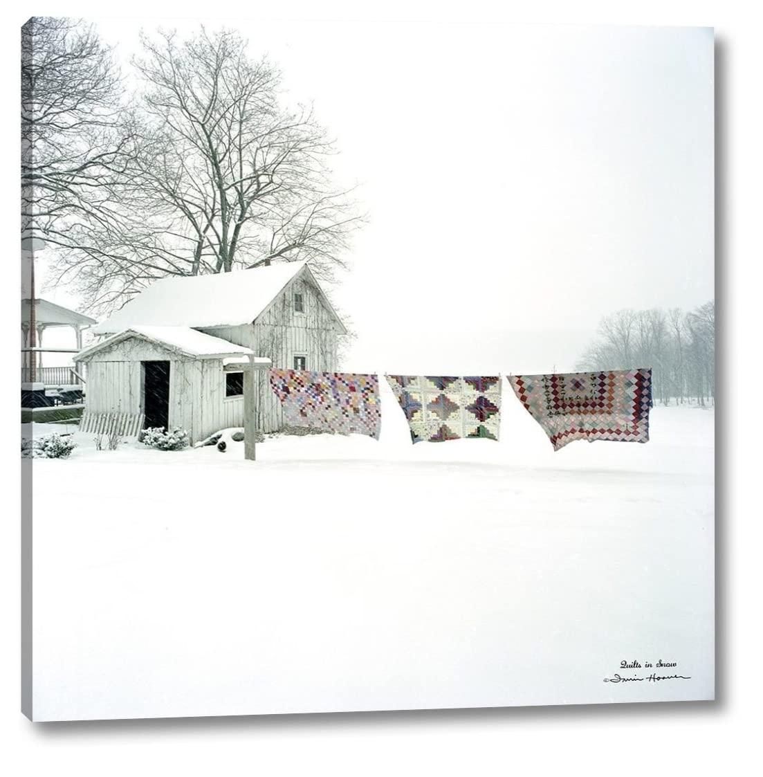 Canvas Art USA Quilts in Snow by Irvin Hoover 30\" x 30\" Gallery Wrapped Canvas Wall Art Print - Ready to Hang