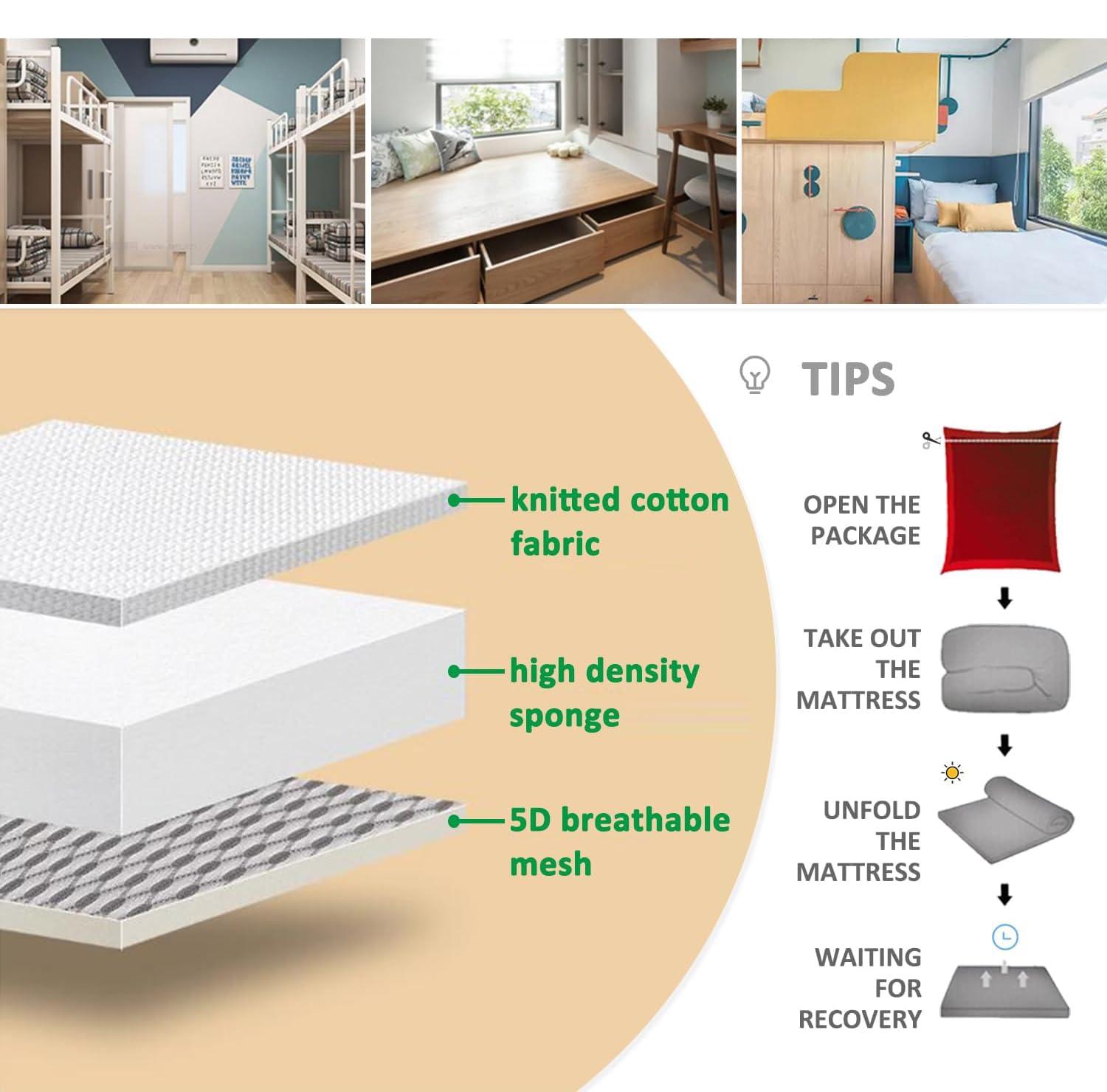 HomeLoft Basics Cooling Bed Mattress Topper,2.4/3.5In Thick Cooling Gel Memory Foam Mattress Pad,Queen Memory Foam Mattress Topper,Medium Firm Mattress Topper with Removable Soft Cover,Style 9cm,90x190cm