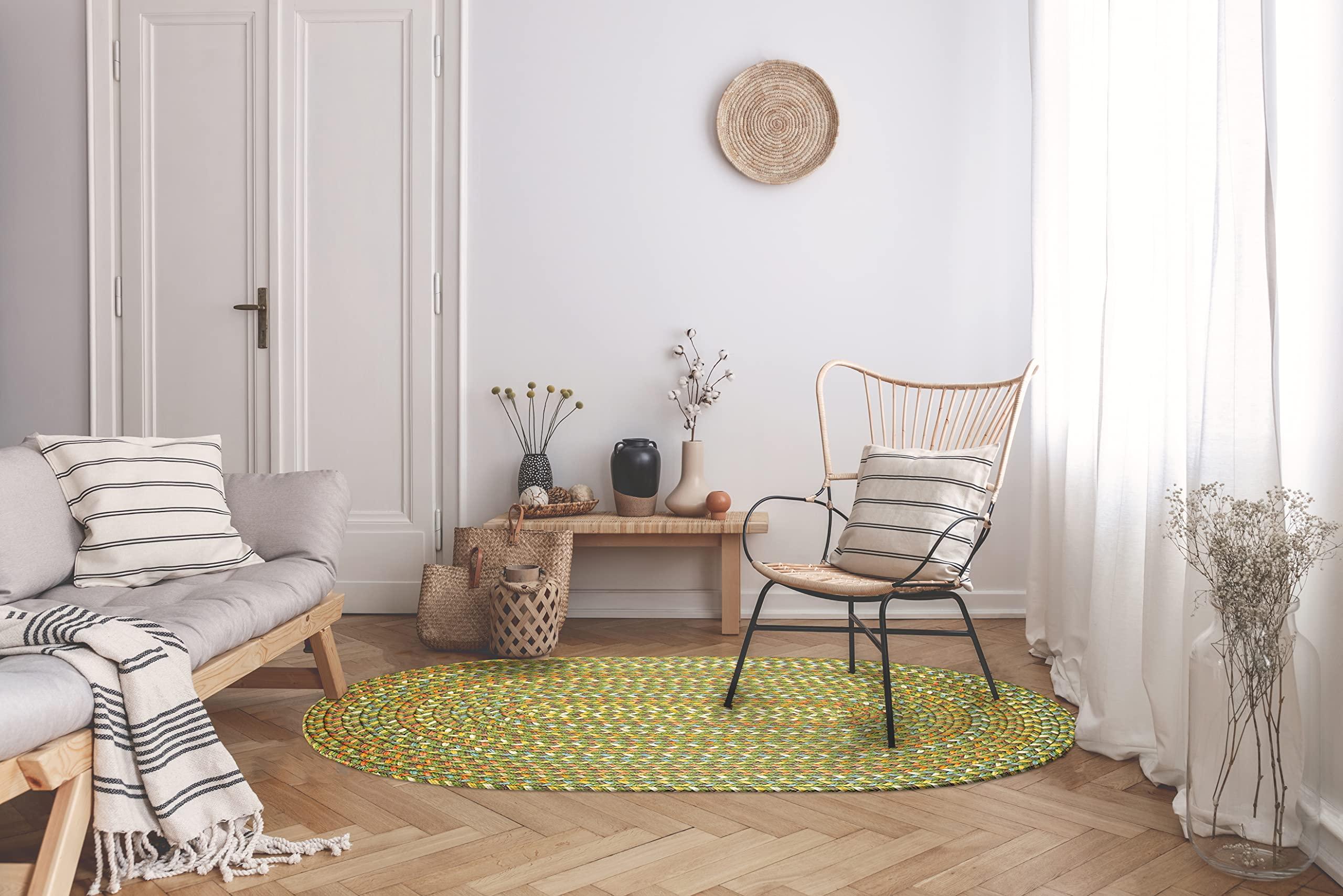 Rhody Rug Rhody Rug Cypress CY67 Olive 2\' x 4\' Oval Runner - Durable Braided Area Rug, Home Decor, Floor Mat or Kitchen Rug - Easy Care, Ideal for High Traffic Areas - Made in USA