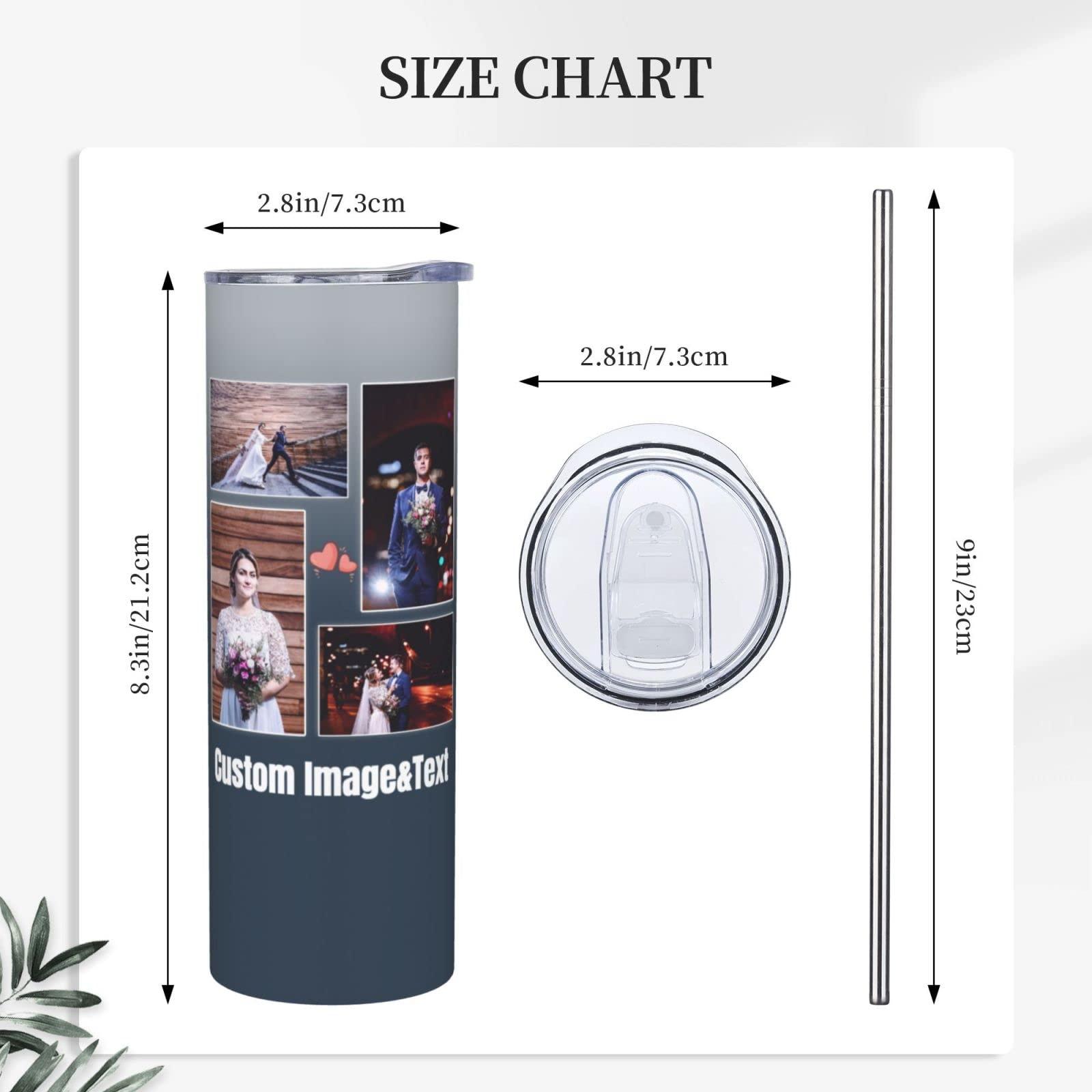 Generic Custom Personalized Skinny Tumbler with Photo Text Picture - 20oz Insulated Stainless Steel Coffee Cup Travel Mug - Birthday Christmas Cups Customized Gifts for Women Men