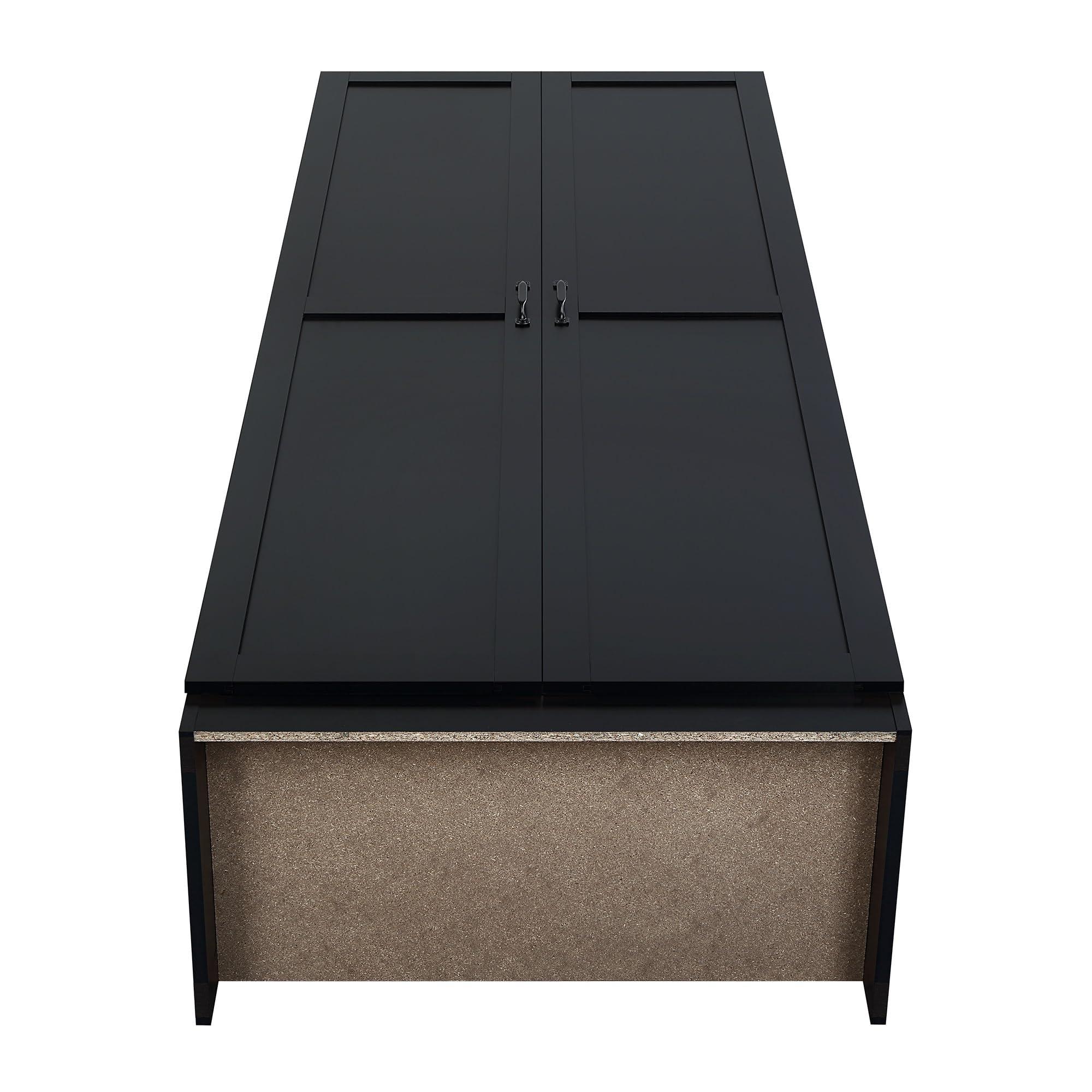 Manhtattan Comfort Manhattan Comfort Hopkins Modern Freestanding Storage Closet with 7 Adjustable Shelves & Soft Close Doors, Multipurpose Wardrobe Cabinet for Bedroom,Bathroom, Garage, Kitchen, Pantry, 72" High, Black