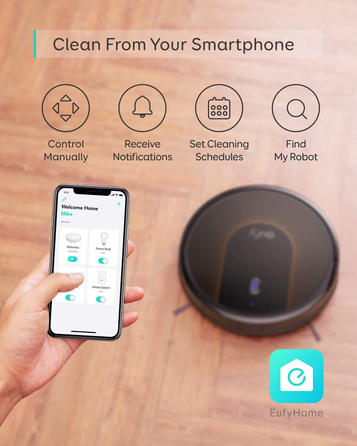 eufy Eufy BoostIQ RoboVac 30C, Robot Vacuum Cleaner, Wi-Fi, Super-Thin, 1500Pa Strong Suction, Boundary Strips Included, Self-Charging Robotic Vacuum Cleaner (Renewed)