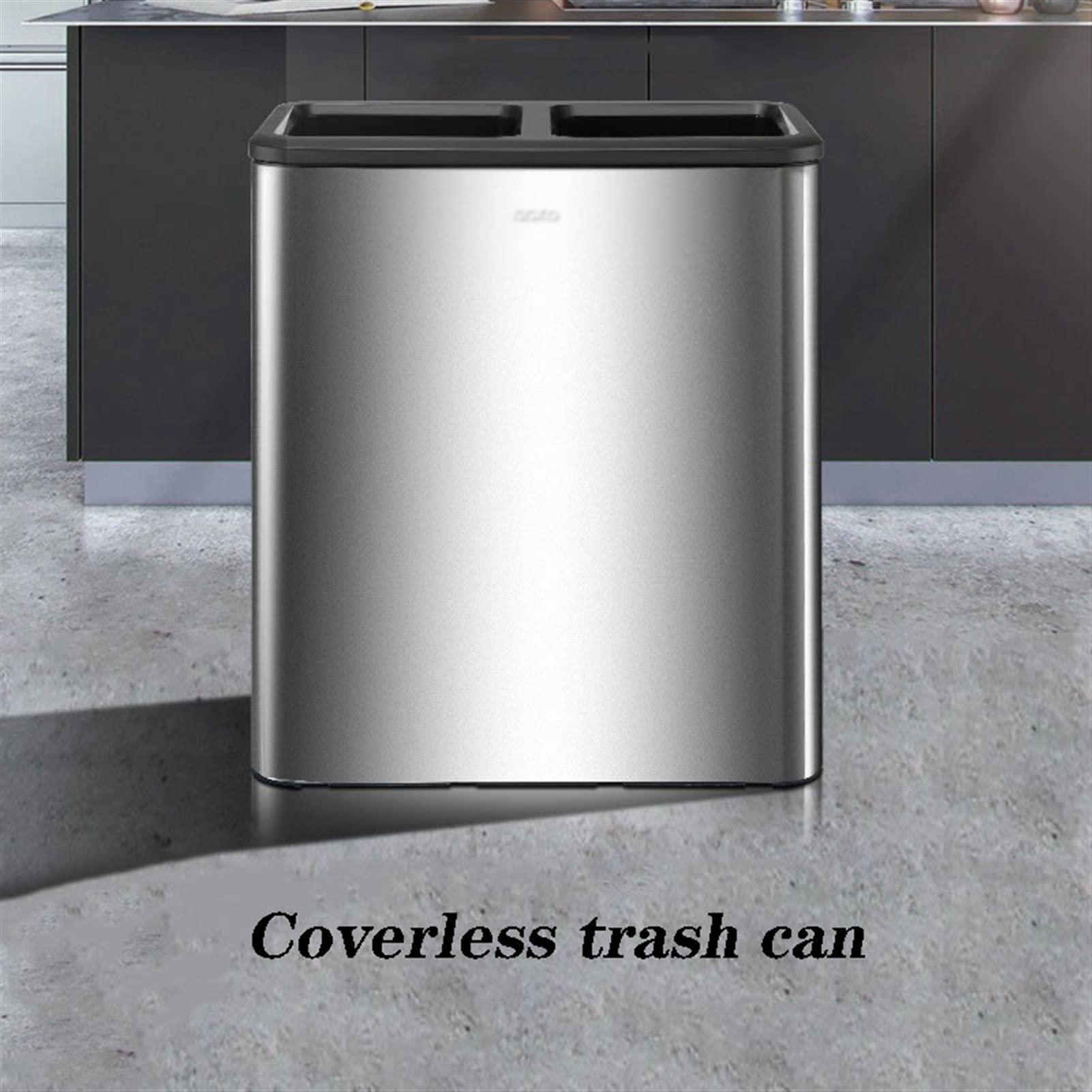 BONAD Kitchen Garbage Can Kitchen Classification Trash Can Stainless Steel Household Dry and Wet Separation Special Large No-Cover Double Barrel Wastebasket