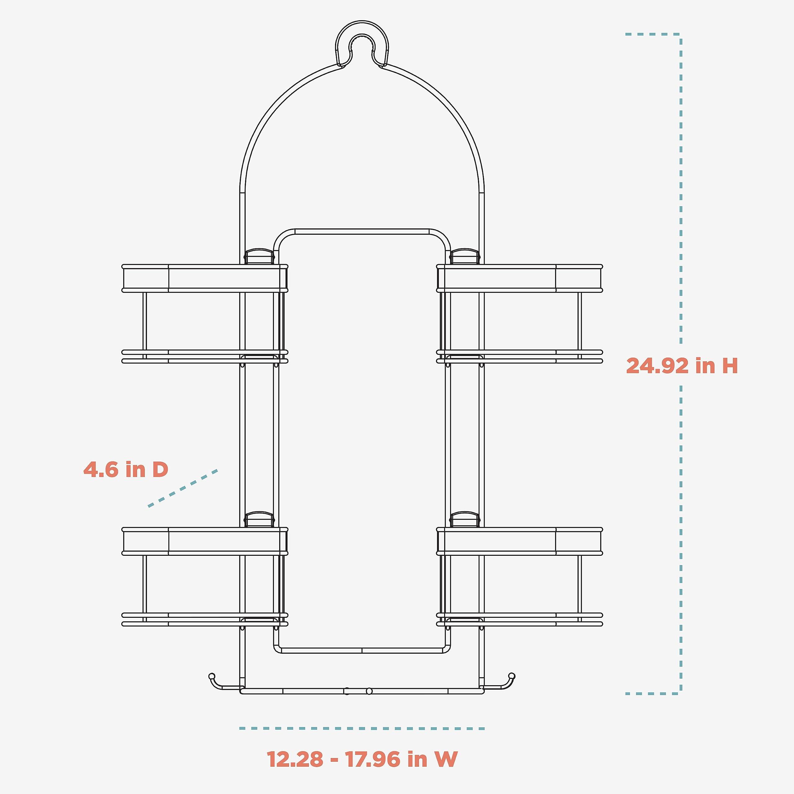 Zenna Home Zenna Home Hanging Shower Caddy with 4 Expandable Baskets, Razor Holders, and Hooks, Stainless Steel Rust Resistant Shower Rack, No Drilling, Fits Handheld Shower Hoses Over Shower Head Organizer