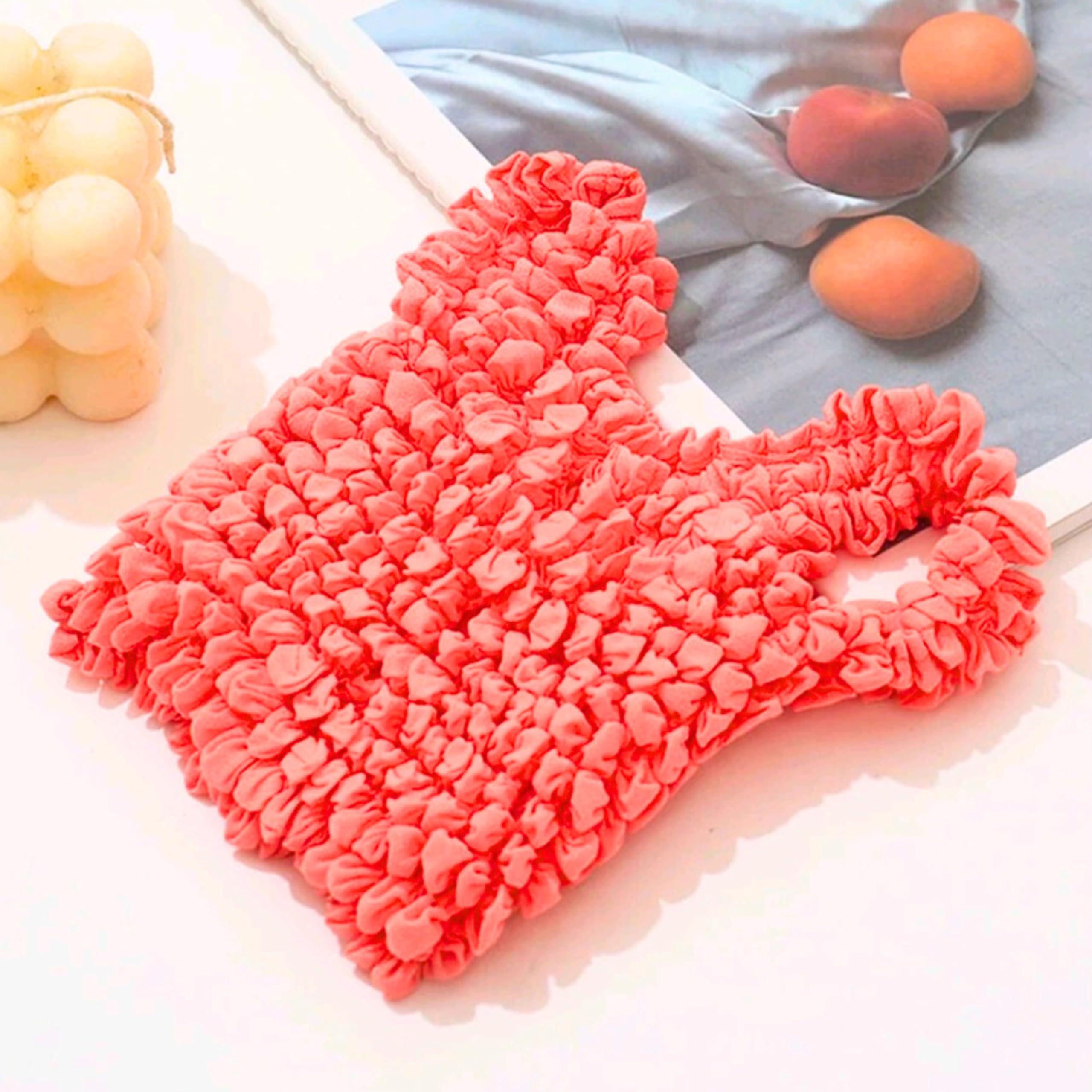 Generic Expandable Shopping Bag, Reusable Grocery Bags, Stretchy Foldable Fabric Bags, Collapsible Pouch, Folding Shrink Totes (Pink-Orange)