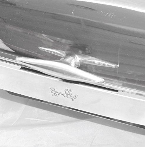Tiger Chef Tiger Chef Chafing Dish Buffet Set - Stainless Steel Chafer - Roll-Top Chaffing Dishes 8 Quart and Plastic Salad Tong - Chafer and Buffet Warmer Set