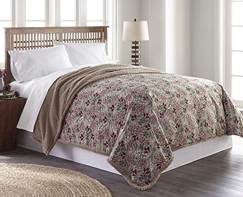 Thermee Thermee Micro Flannel Heavy Blanket with Sherpa Back for Cold Weather Full/Queen-Size Super Soft, Cozy Blanket Luxurious Throw Blanket for Comfort and Warmth Durable Design-Frosted Berries