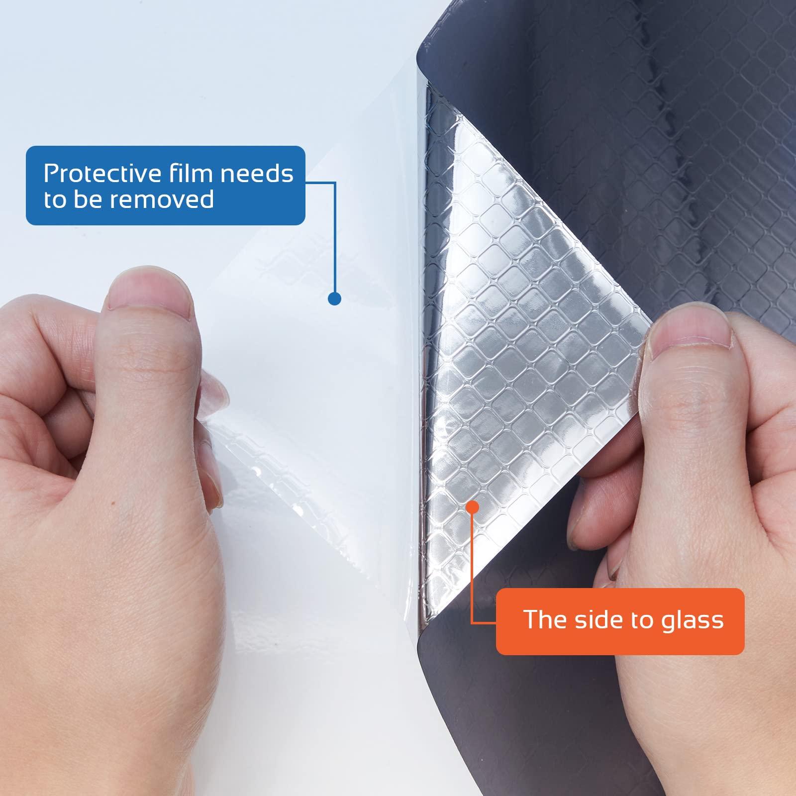 Coavas One Way Window Film Sun UV Blocking Window Tint Window Privacy Film See Out Not In Reflective Window Coverings Non-Adhesive Mirror Glass Film Heat Insulation Static Cling Home Decor (17.5 x 78.7 Inch)