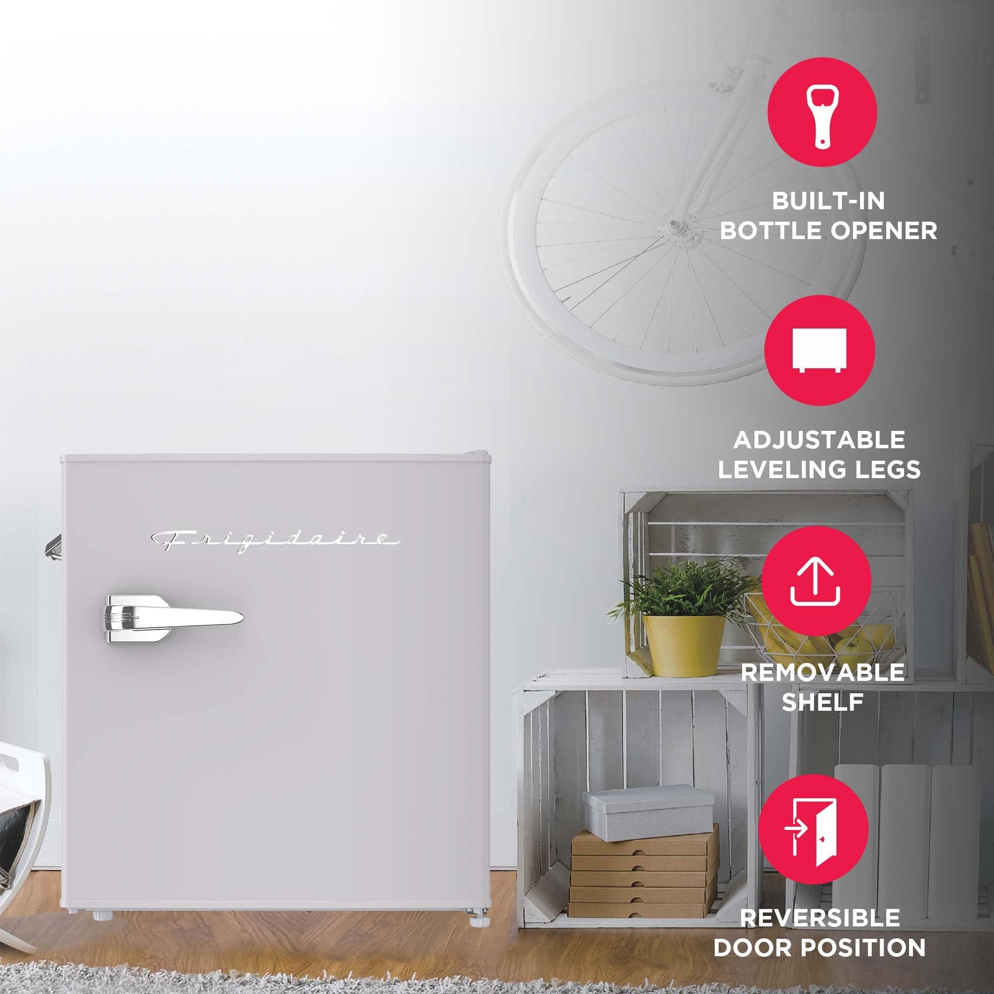 Frigidaire Frigidaire EFR176 Retro Compact Fridge with Chiller Mini Refrigerator with Built-in Bottle Opener for Office, Bedroom, Dorm Room or Cabin, 1.6 cu ft 16\" D x 18\" W x 18.5\" H, Moonlight