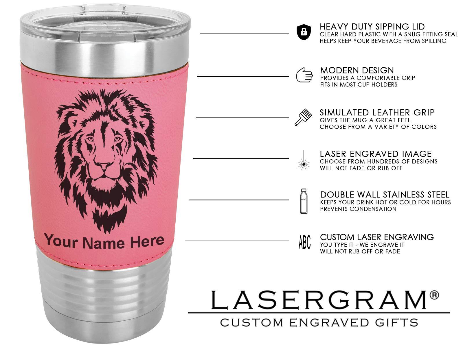 LaserGram LaserGram 20oz Vacuum Insulated Tumbler Mug, Barrel Racer, Personalized Engraving Included (Faux Leather, Pink)