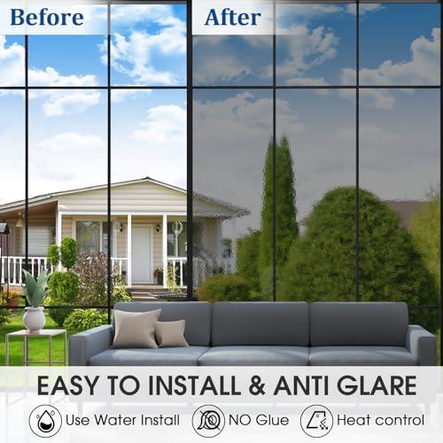 ColorfulHall ColorfulHall Window Film Heat Blocking 95% Window Privacy Film See Out not in Window Tint for Home, One Way Reflective Cling for Door Window Home Office(Silver 35.4X78.7 inch)