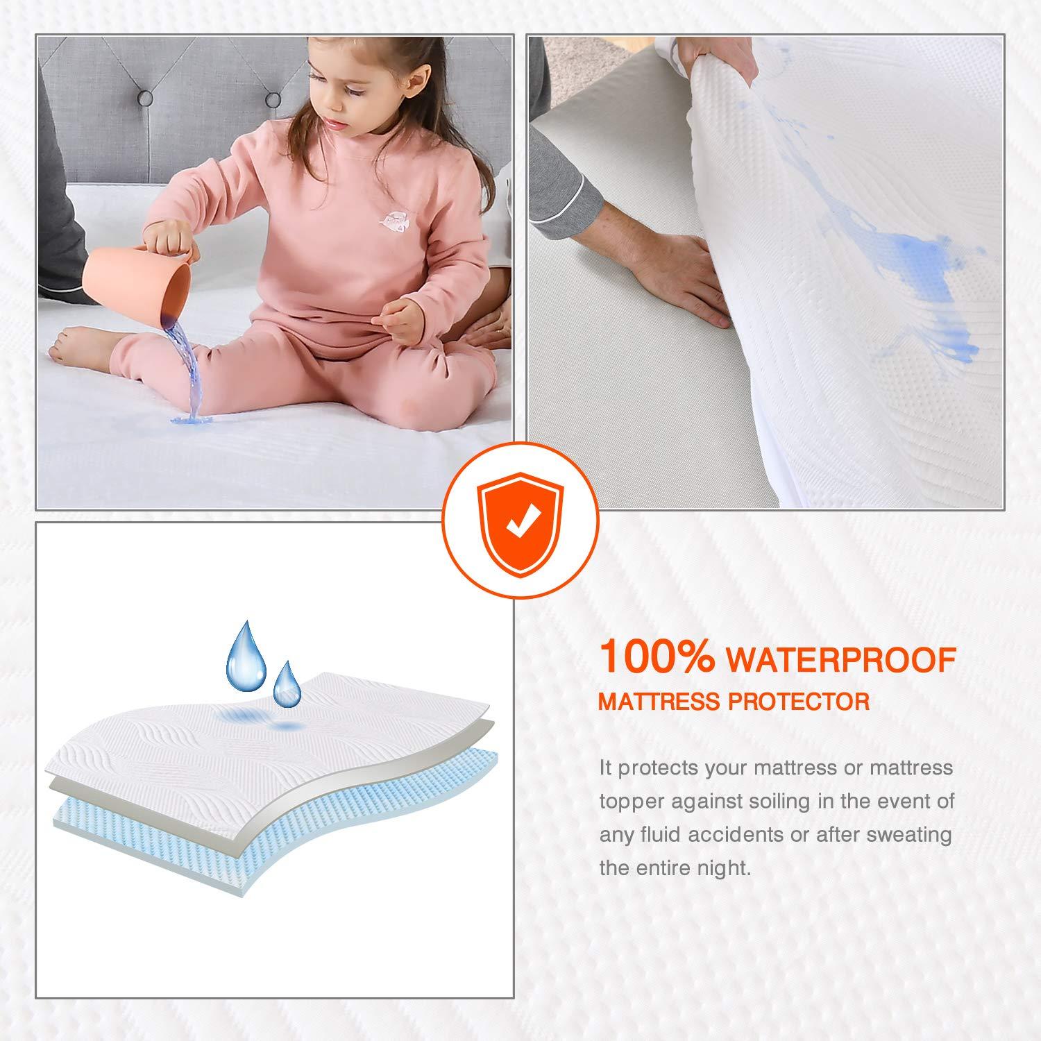 Sweetnight Sweetnight Mattress Topper Full Size with Waterproof Mattress Protector, 2 Inch Cooling Egg Crate Gel Memory Foam Topper Ultra Plush, Plus 4 Bed Sheet Holder Straps, Full Size, White (SN-T001-2-F)