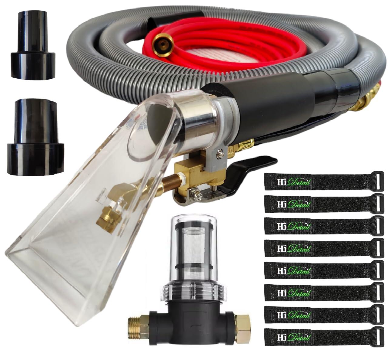 HiDetail HiDetail Shop Vac Extractor Kit with Wand and Hose, Adapter Converts Vacuum to carpet & upholstery Extractor for auto detailing & home, large, silver/black, HIDV2
