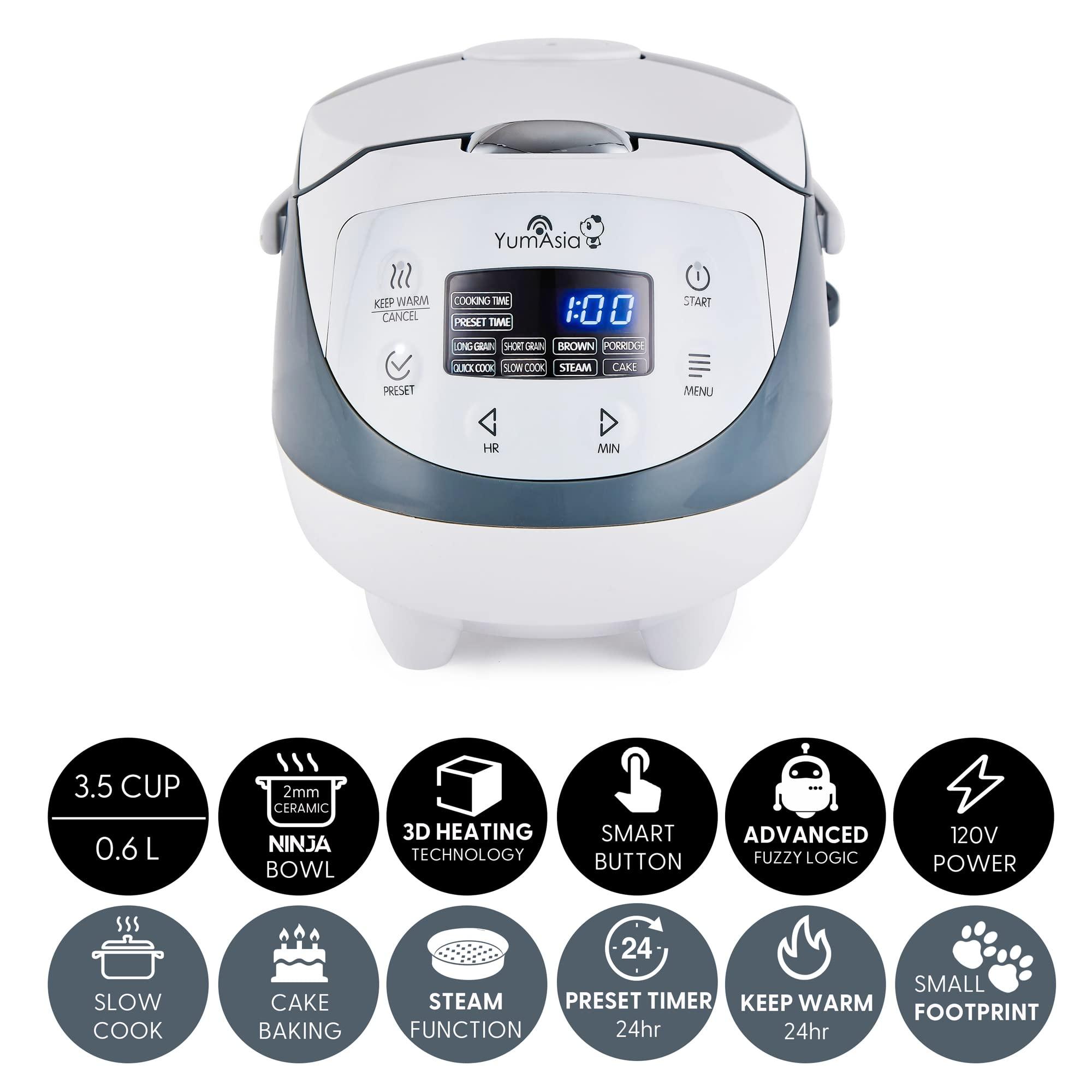Yum Asia Yum Asia Panda Mini Rice Cooker With Ninja Ceramic Bowl and Advanced Fuzzy Logic (3.5 cup, 0.63 litre) 4 Rice Cooking Functions, 4 Multicooker functions, Digital LED display - 120V