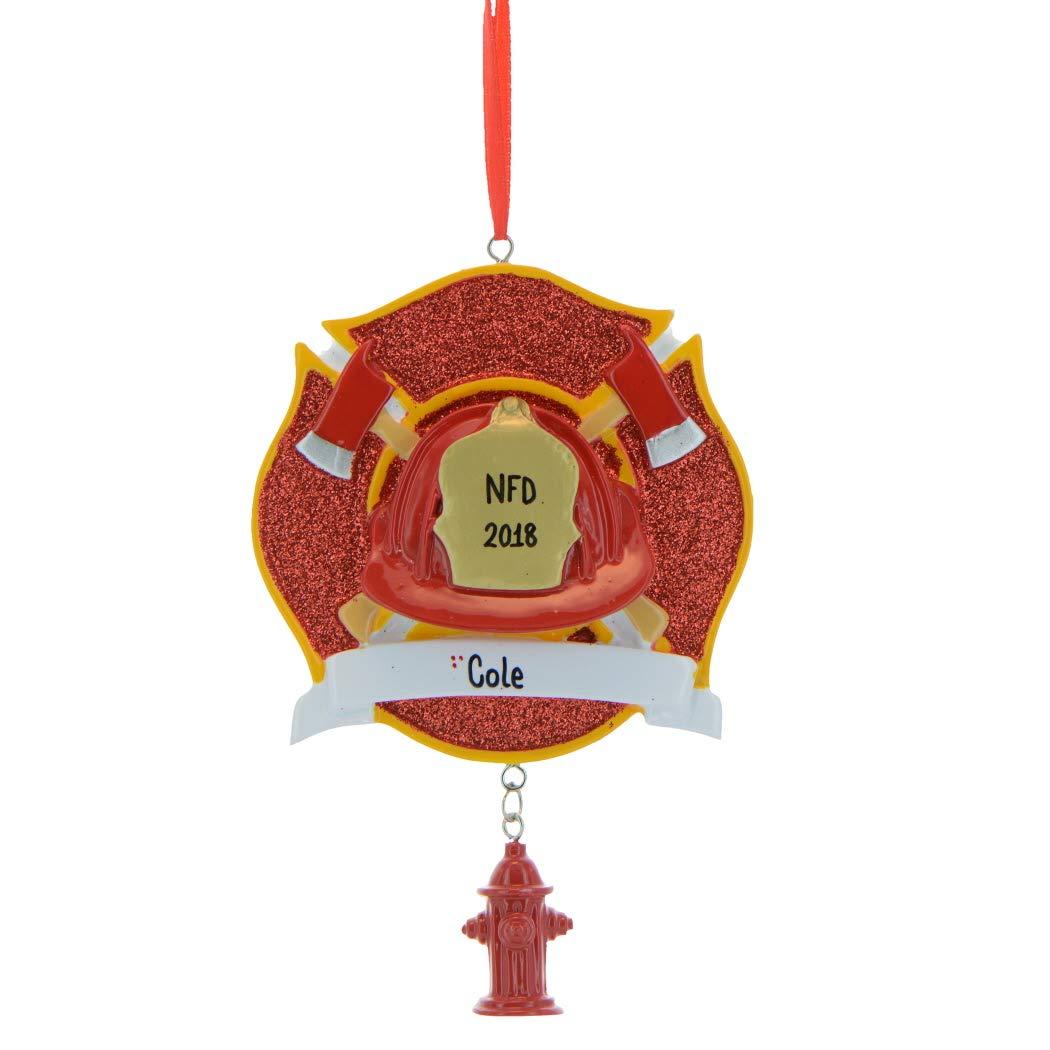 Ornaments by Elves Personalized Firefighter Ornaments for Christmas Tree 2024 - Fire Fighter Badge Firetruck Ornaments for Christmas Tree Firetruck Birthday Decorations Firefighter Christmas Ornaments by Elves