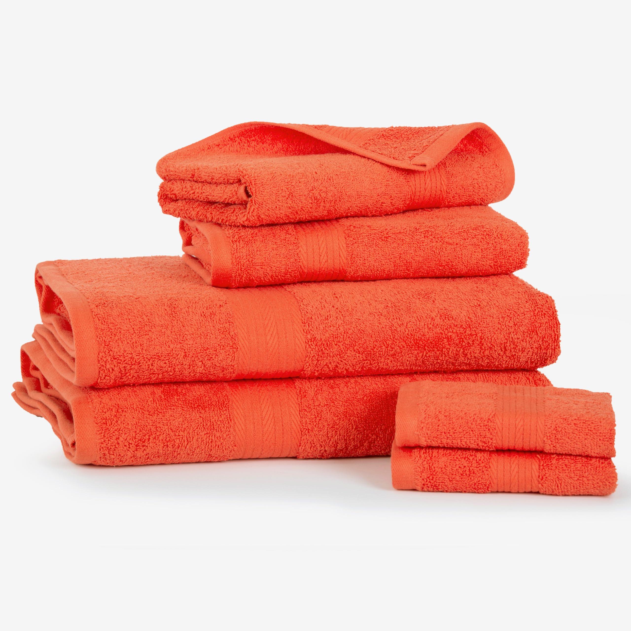 Ample Decor Ample Decor 100% Cotton Luxury 6 Piece Towels Set, 2 Bath Towels, 2 Hand Towels, 2 Wash Cloths for Bathroom - Orange Towel Sets