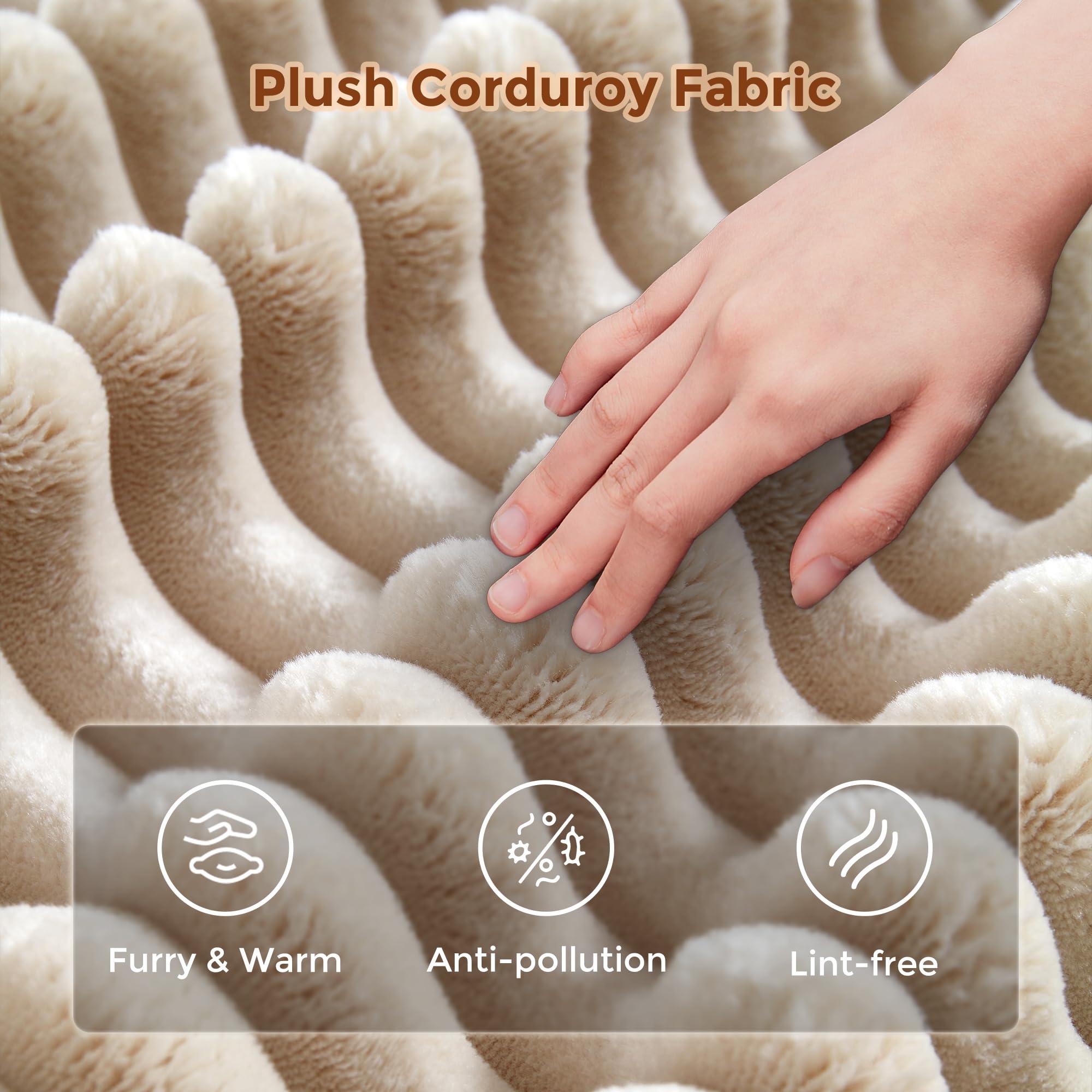 OOBOLT 104" Cloud Couch Deep Seat, L Shape Couches for Living Room, No Assembly Required, Sectional Sofas with Right Chaise, Beige Plush Velvet