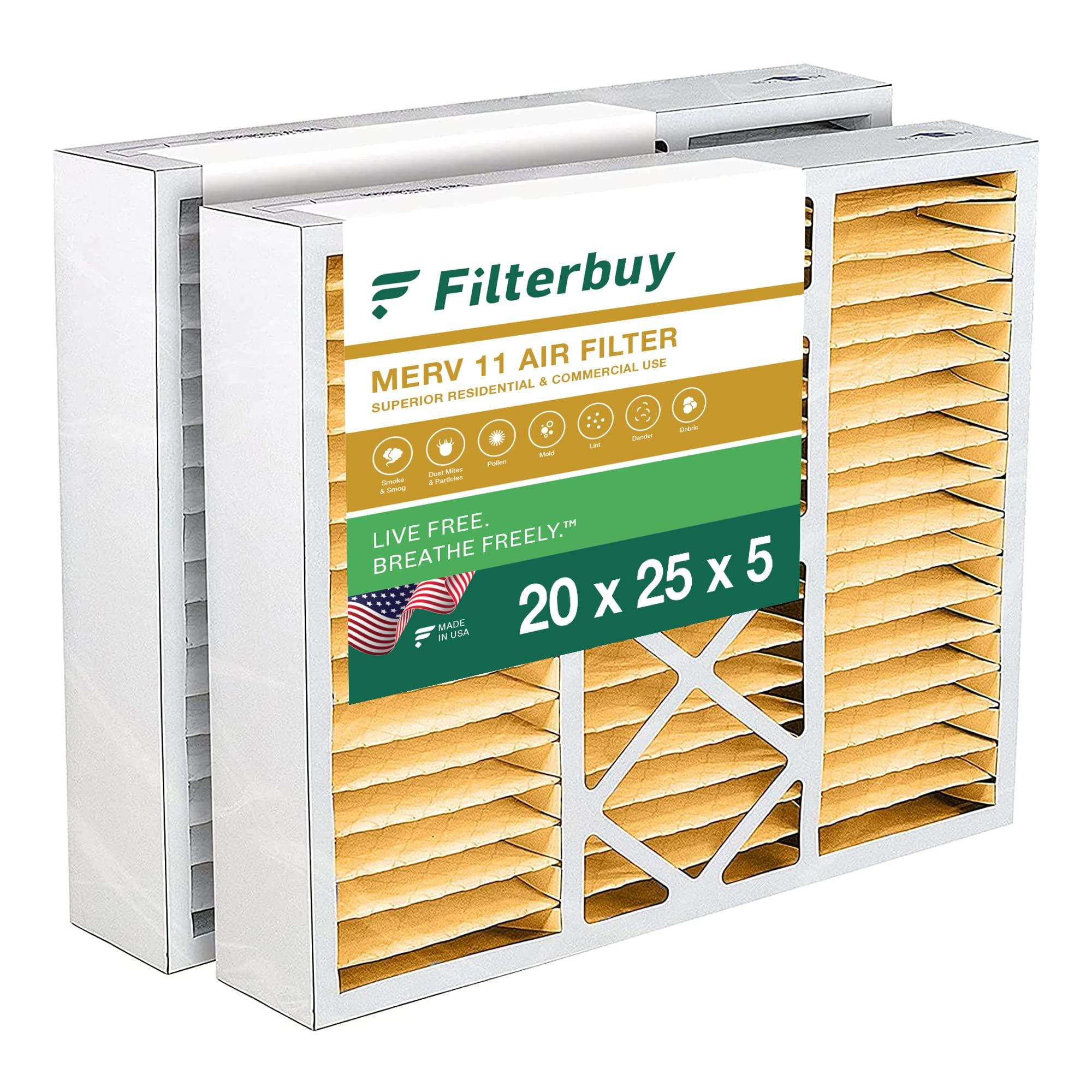 Filterbuy Filterbuy 20x25x5 Air Filter MERV 11 Allergen Defense (2-Pack), Pleated HVAC AC Furnace Air Filters for Honeywell FC100A1037, Lennox X6673, Carrier, and More (Actual Size: 19.88 x 24.75 x 4.38 Inches)