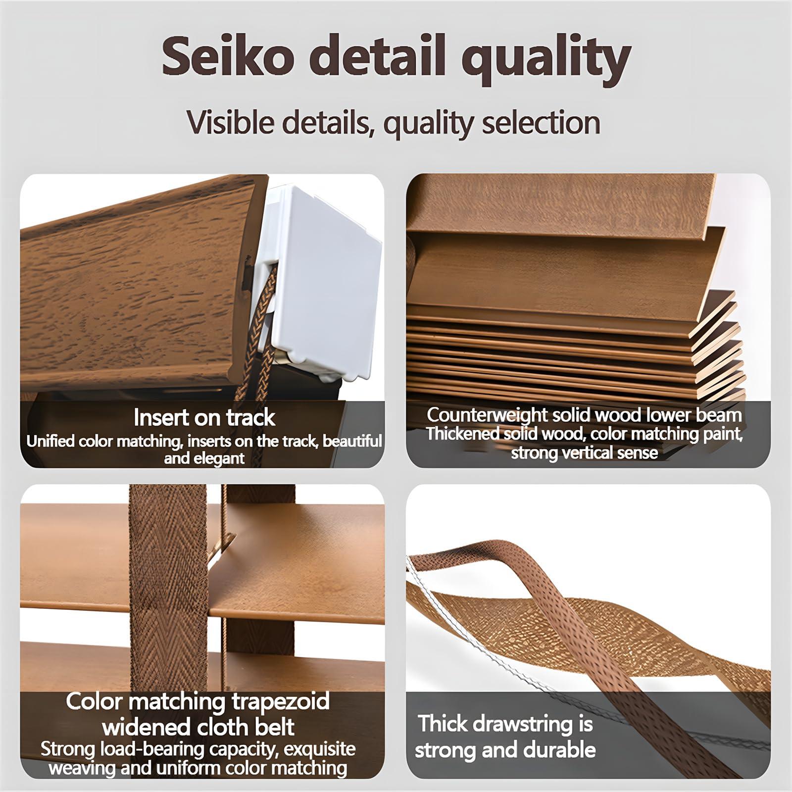 LCBDYLR Natural Wood Venetian Blinds - 50mm Slats, Blackout/Heat Insulation, Easy to Install