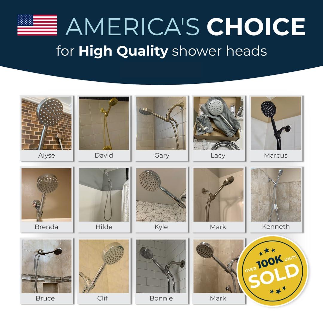 HammerHead Showers HammerHead Showers ALL METAL Handheld Shower Head with Hose and Brass Holder - CHROME - 2.5 GPM High Pressure Shower Heads with Adjustable Shower Wand Bracket - 6ft Flexible Extension