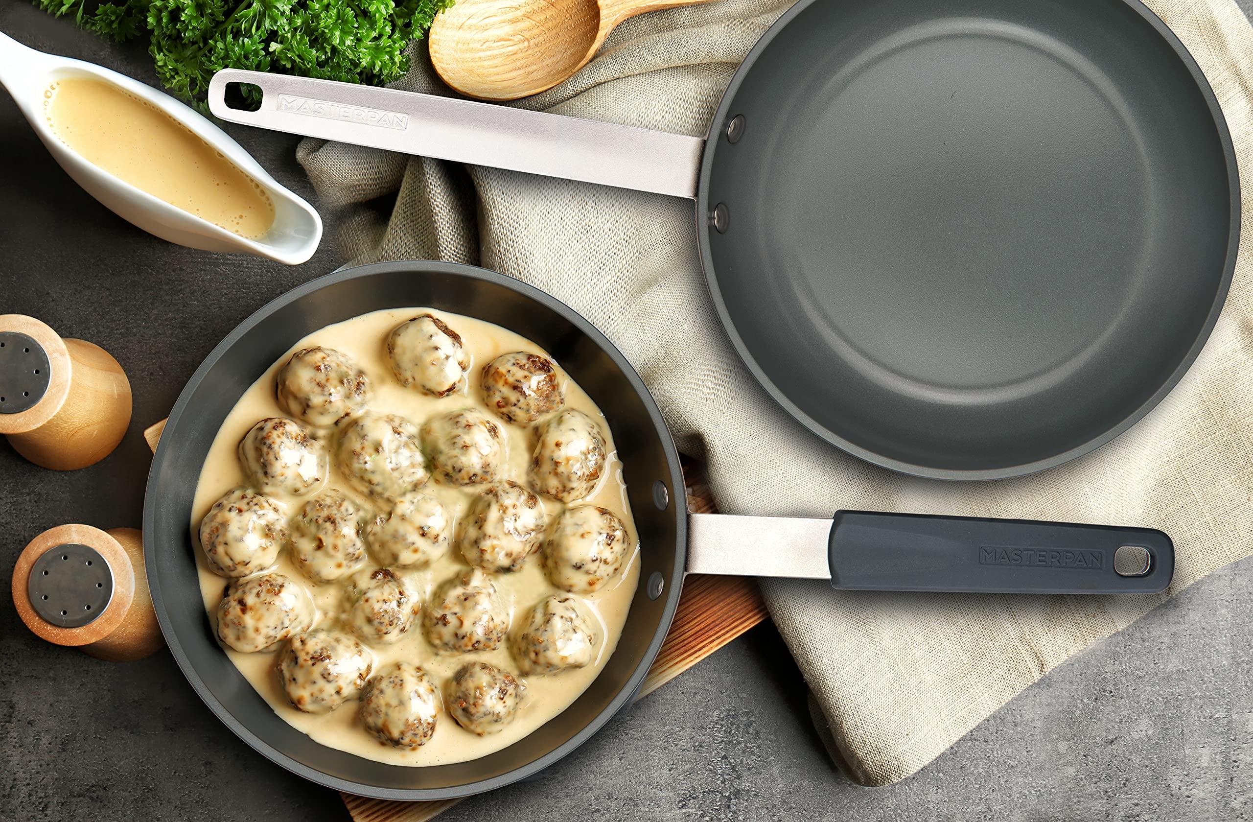 MASTERPAN Masterpan Non Stick Frying Pan 24cm | Induction Frying Pan | Non Toxic Cookware | Camping Frying Pan | Healthy Ceramic Frying Pan | Perfect as Egg Pan or Omelette Pan | Deep Frying Pan for All Hobs