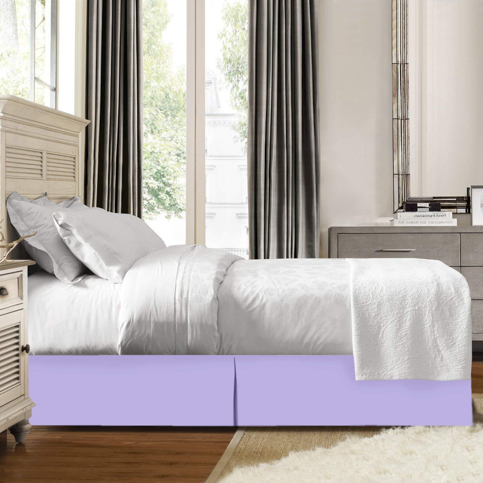 Cotton Farm Cotton Farm Super Soft Egyptian Cotton Box Pleated Lilac Bed Skirt 800 Series 19 Inches Tailored Drop Iron Easy Quadruple Wrinkle Free Full XXL 54'' x 84''