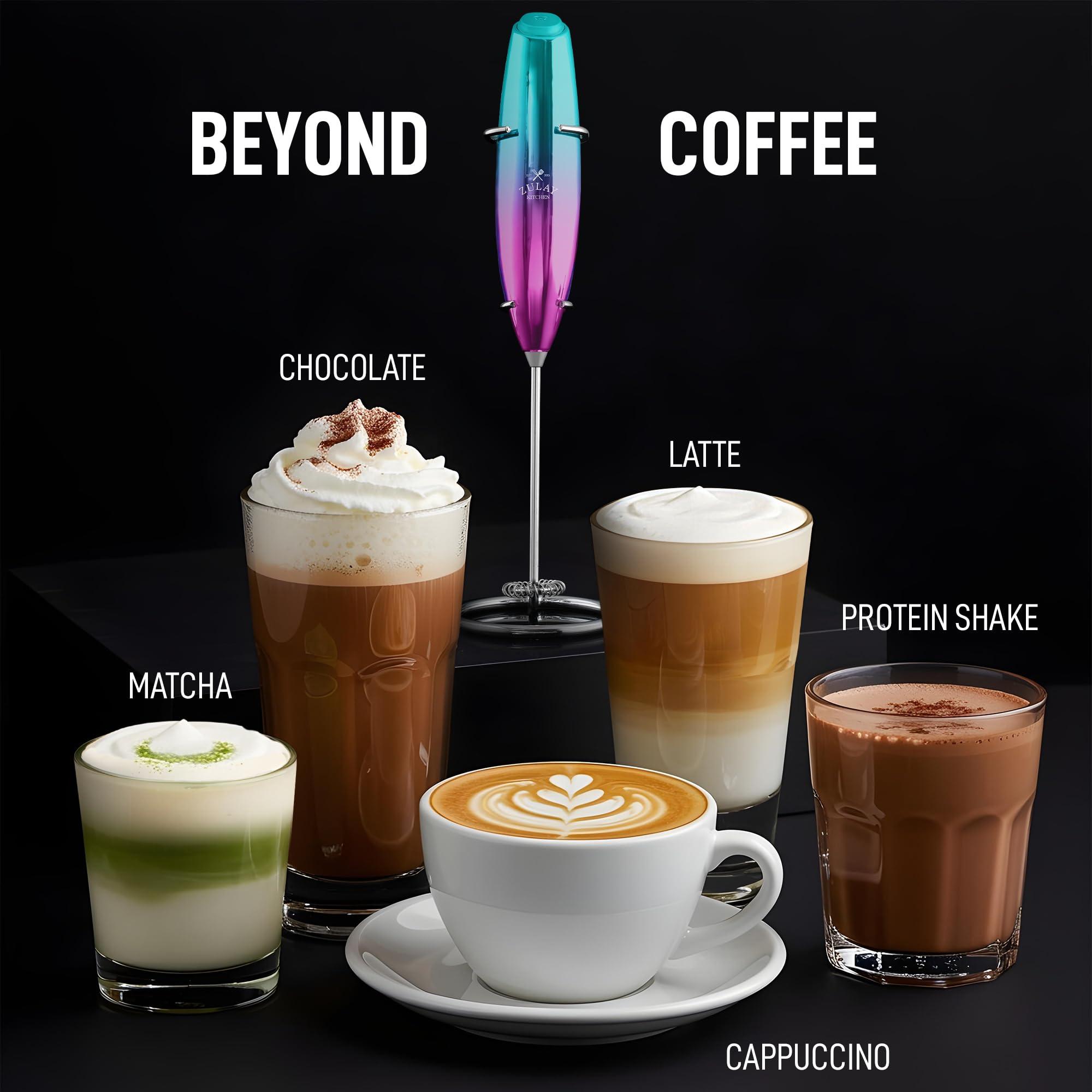Zulay Kitchen Zulay Kitchen Executive Series Milk Frother Wand - Upgraded & Improved Stand - Ideal Coffee Gift - Coffee Frother Handheld Foam Maker For Lattes - Electric Milk Frother Handheld For Cappuccino